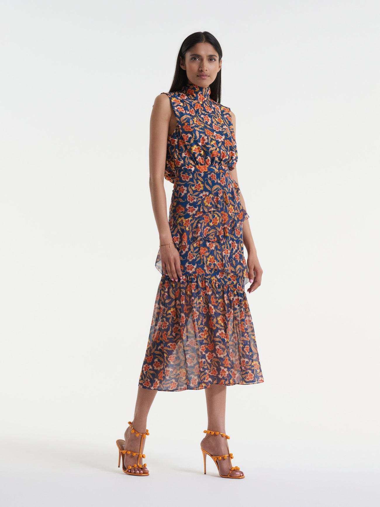 Load image into Gallery viewer, Fleur Ruffle Dress in Delemare Navy