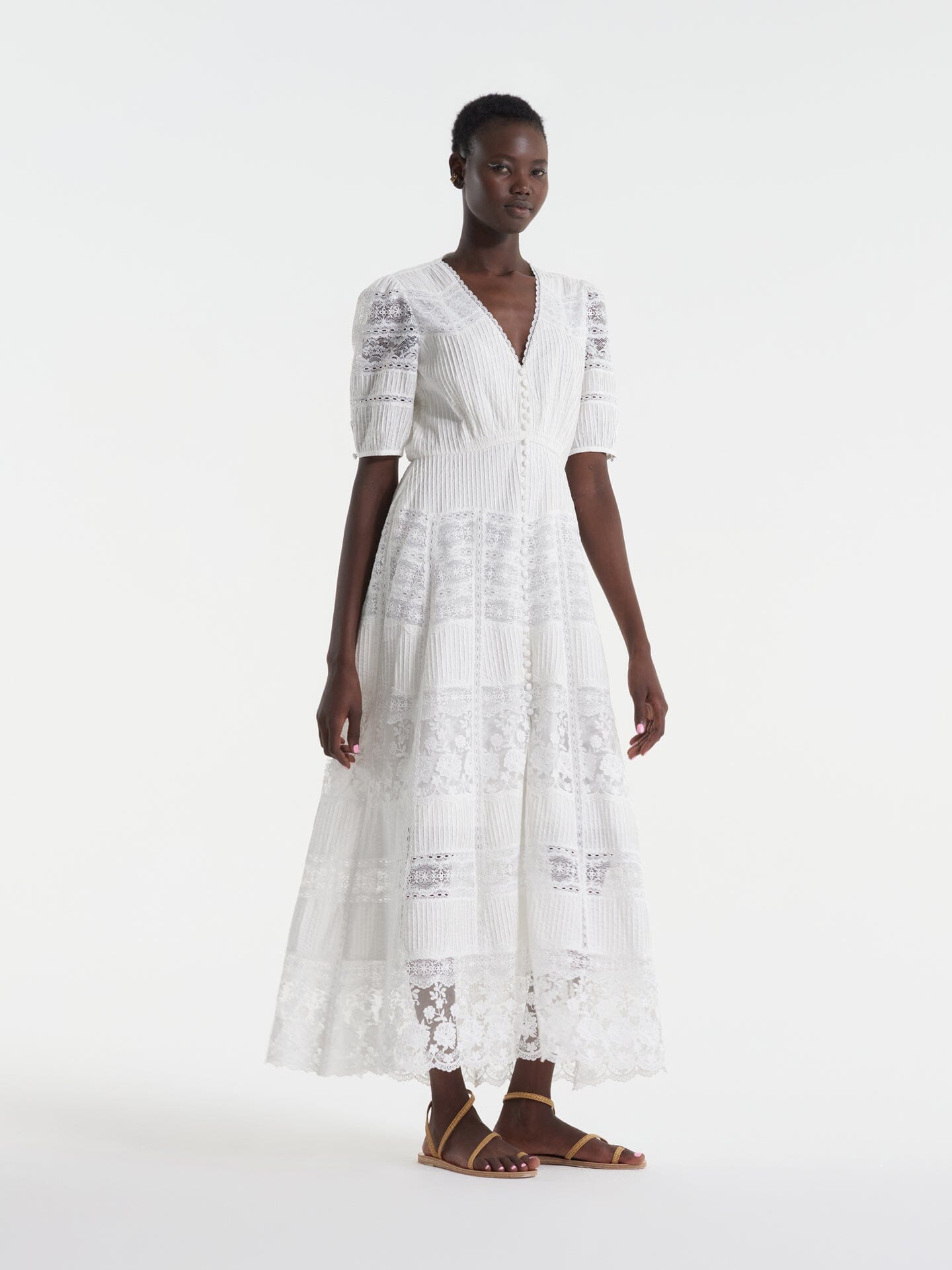 saloni ivory amar dress Amar Cotton-Blend Belted Midi-Dress On Sale Now with Up to 63% Off
