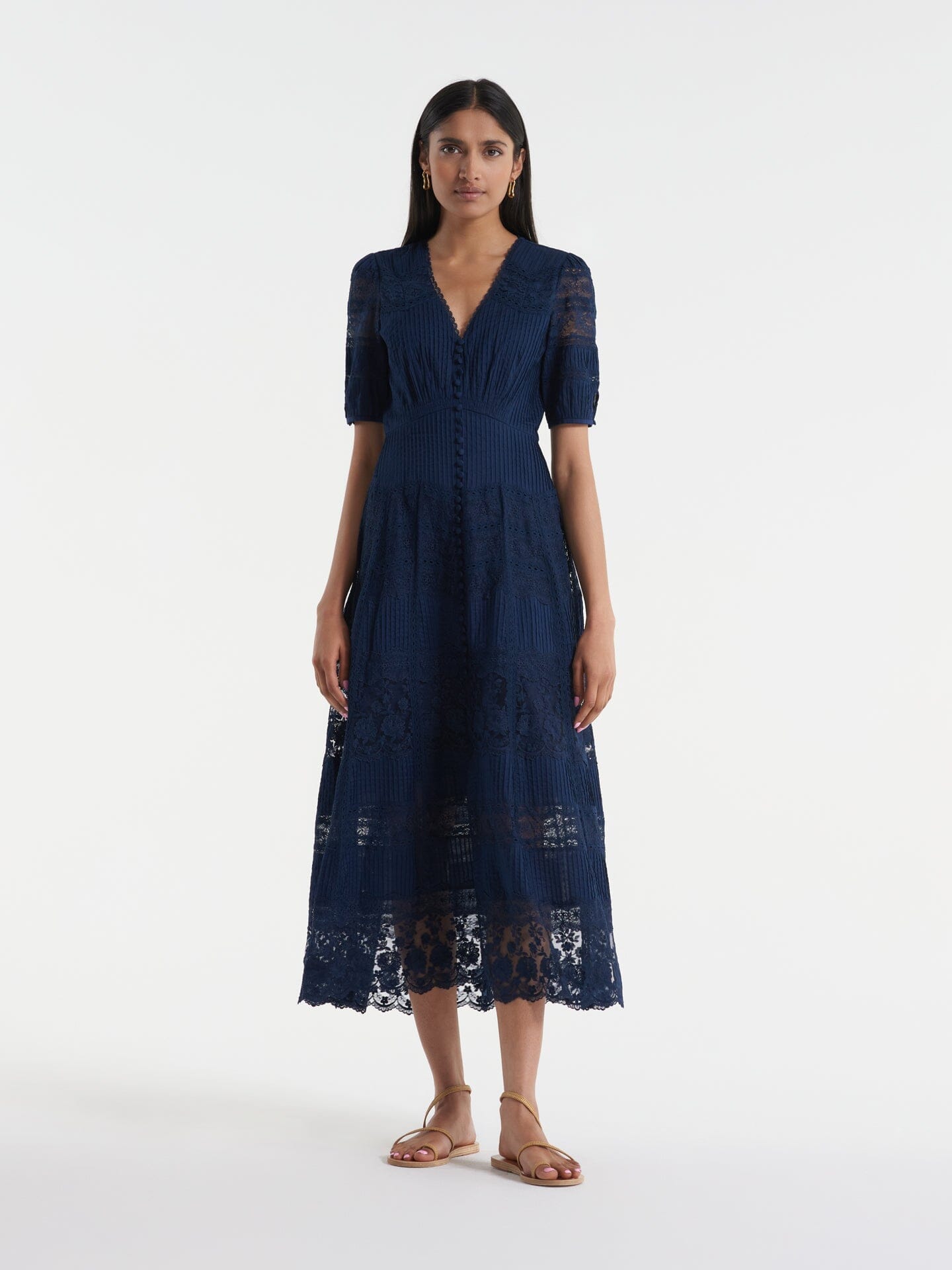 Lea Long Lace Dress in Navy Lea Long Lace Dress in Navy