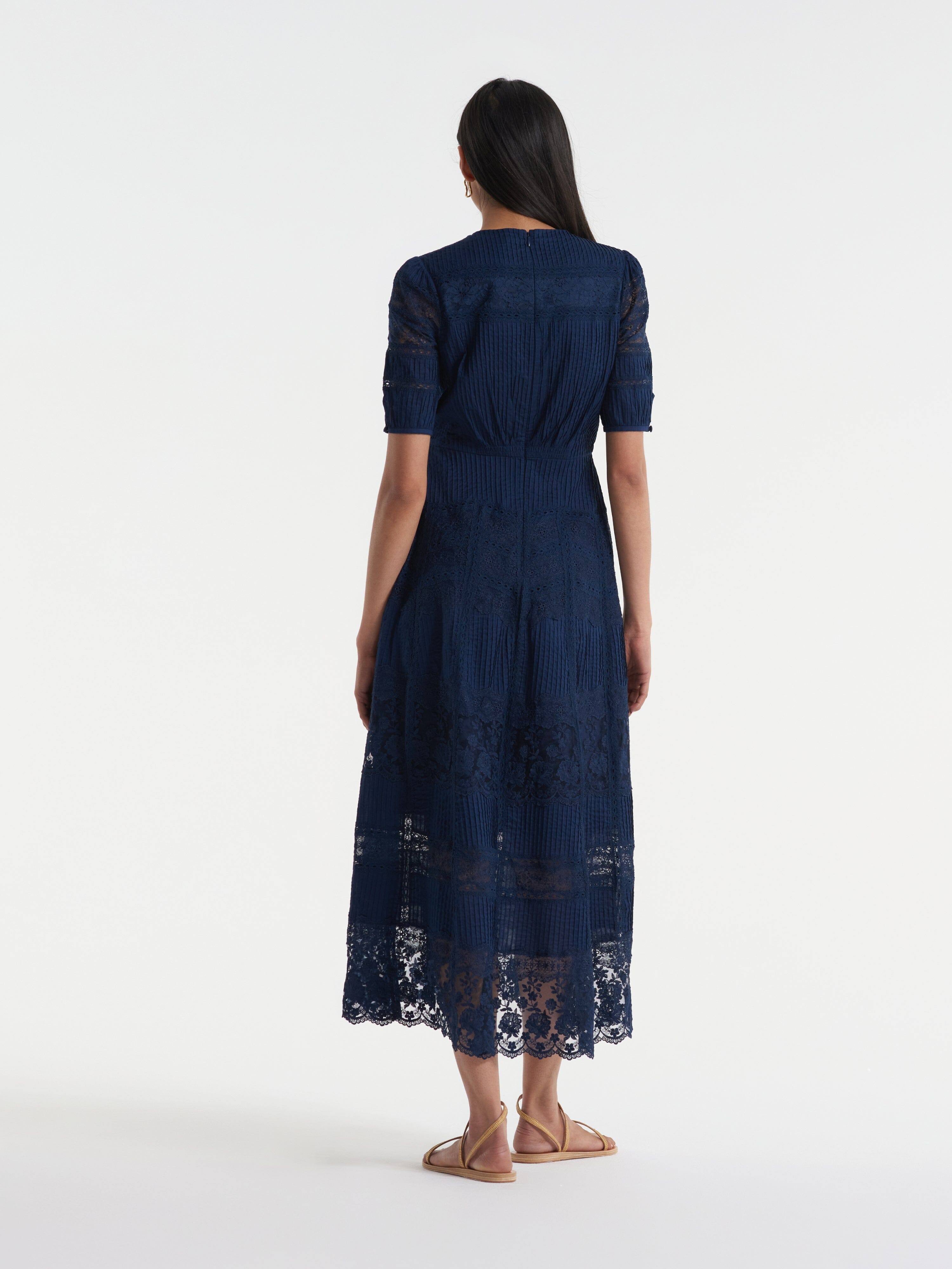 Lea Long Lace Dress in Navy Lea Long Lace Dress in Navy