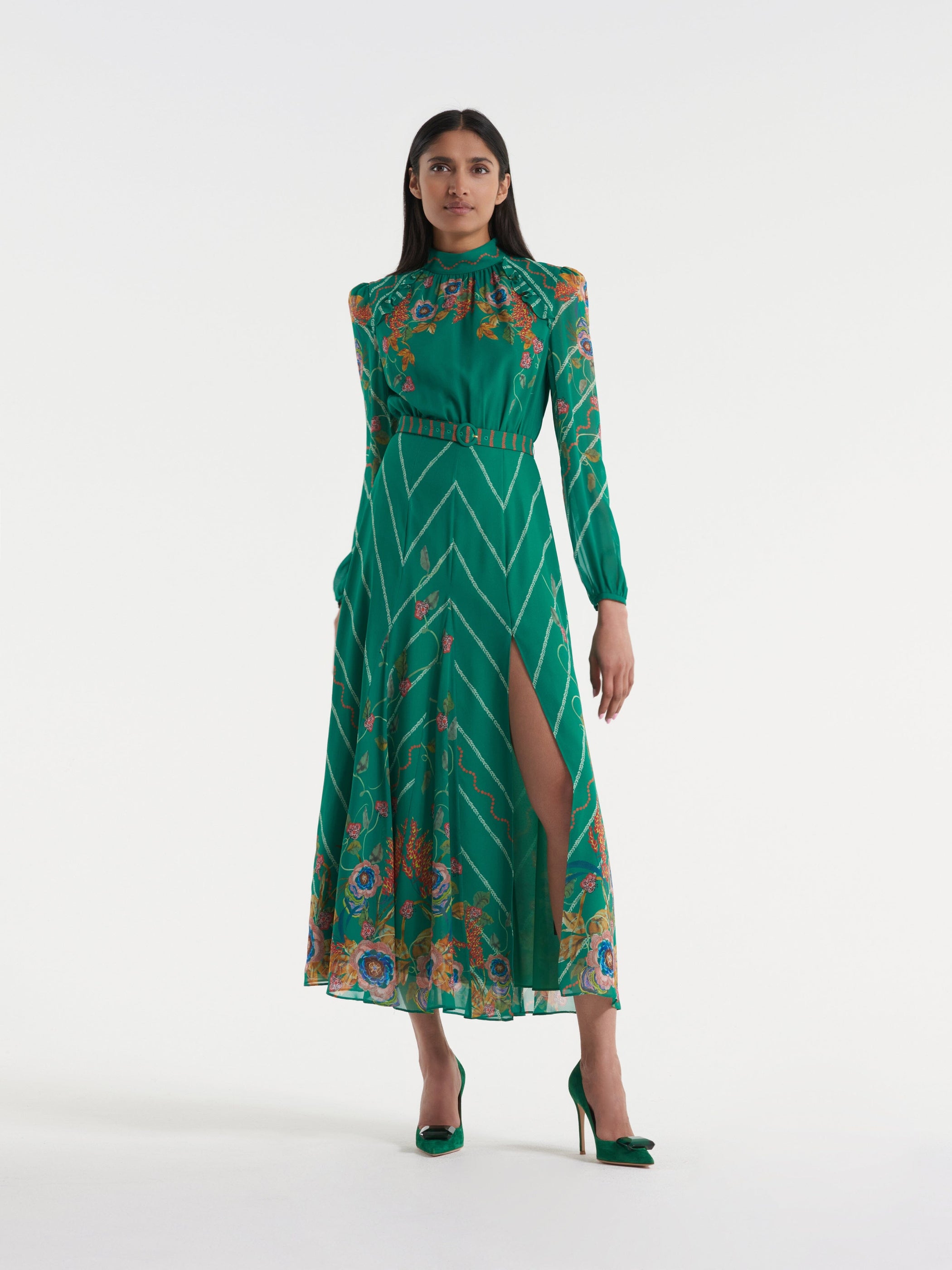 Jacqui B Dress in Emerald Barley