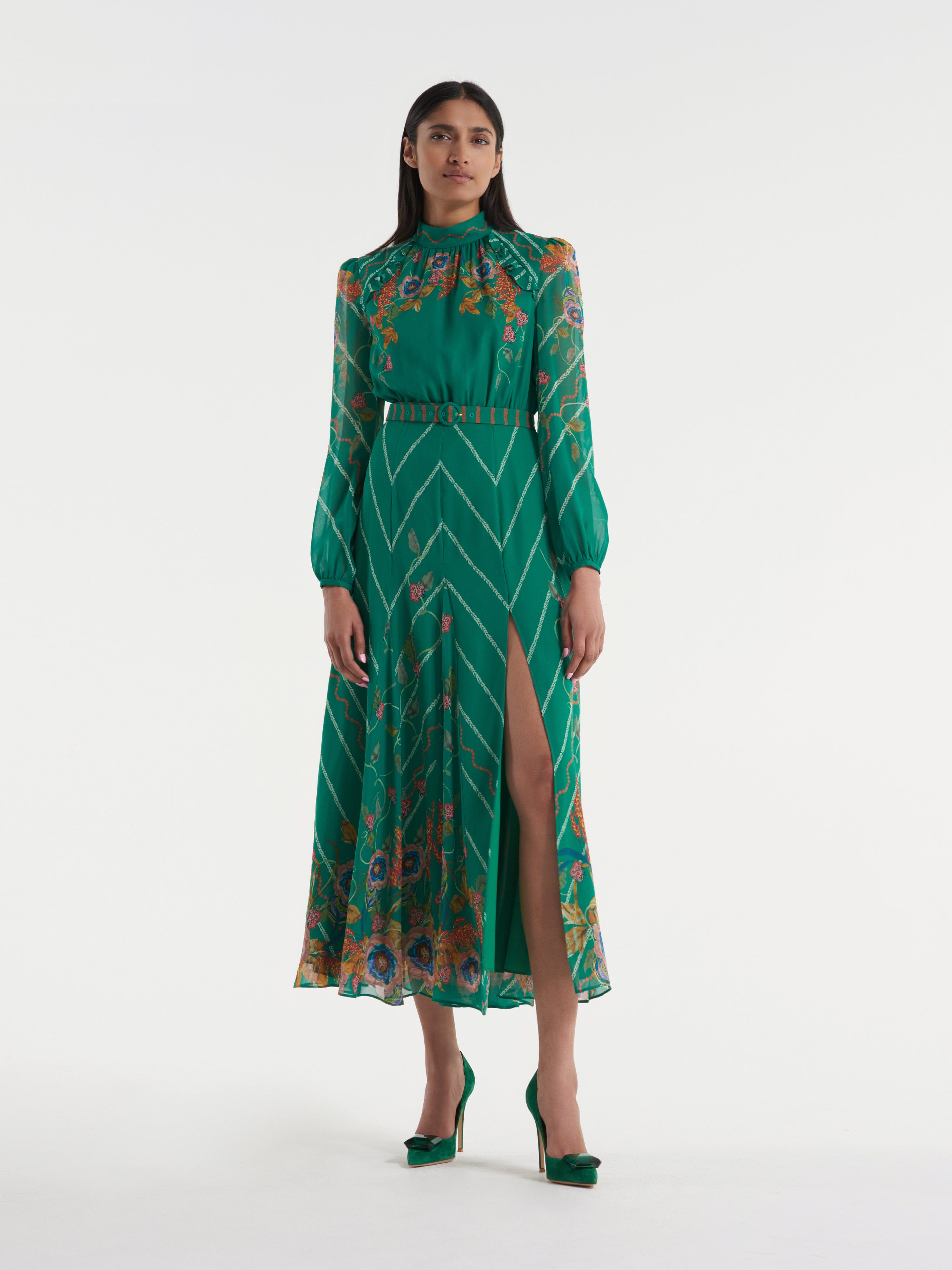 Jacqui B Dress In Emerald Barley – SALONI