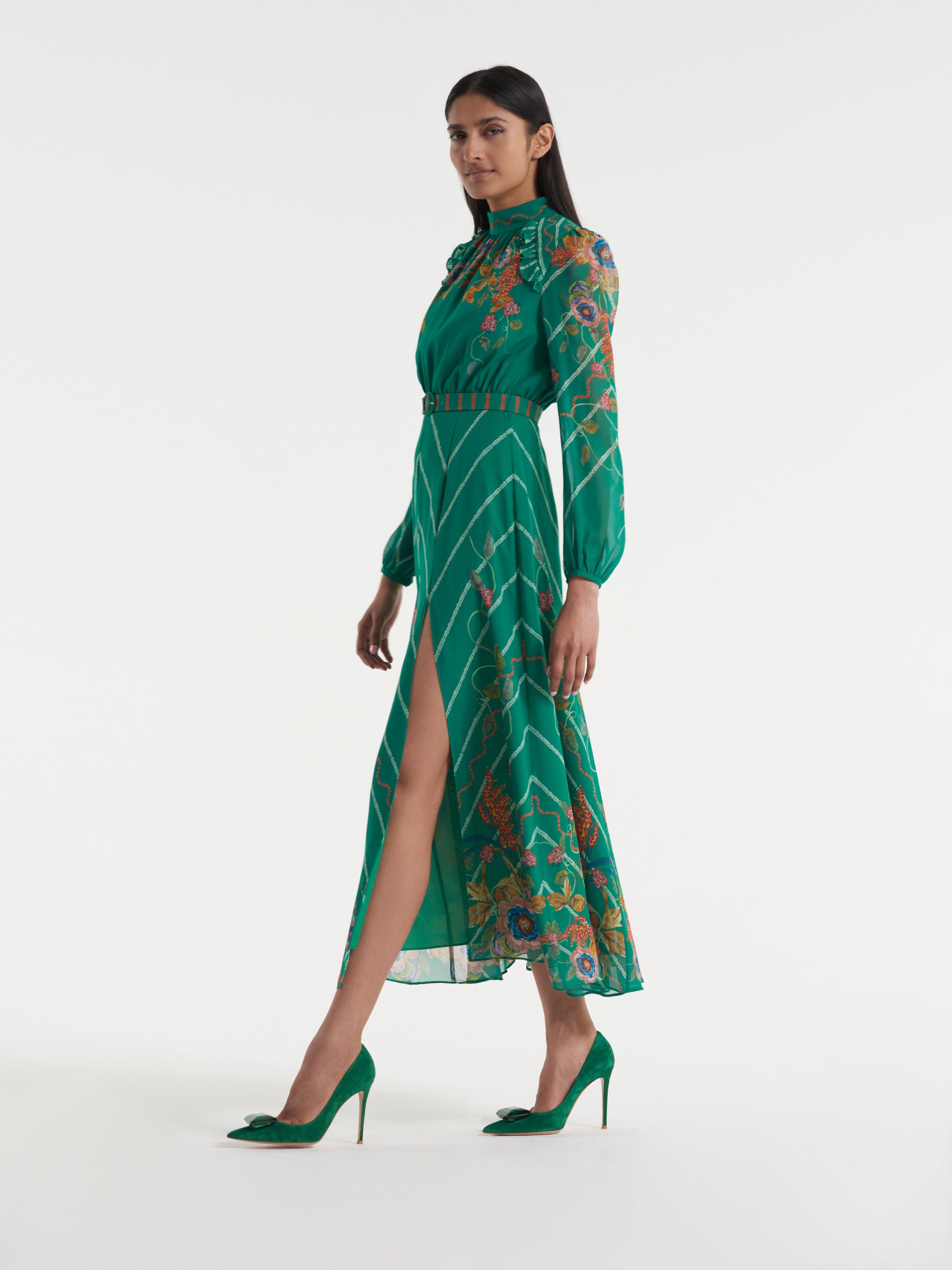 Jacqui B Dress In Emerald Barley – SALONI