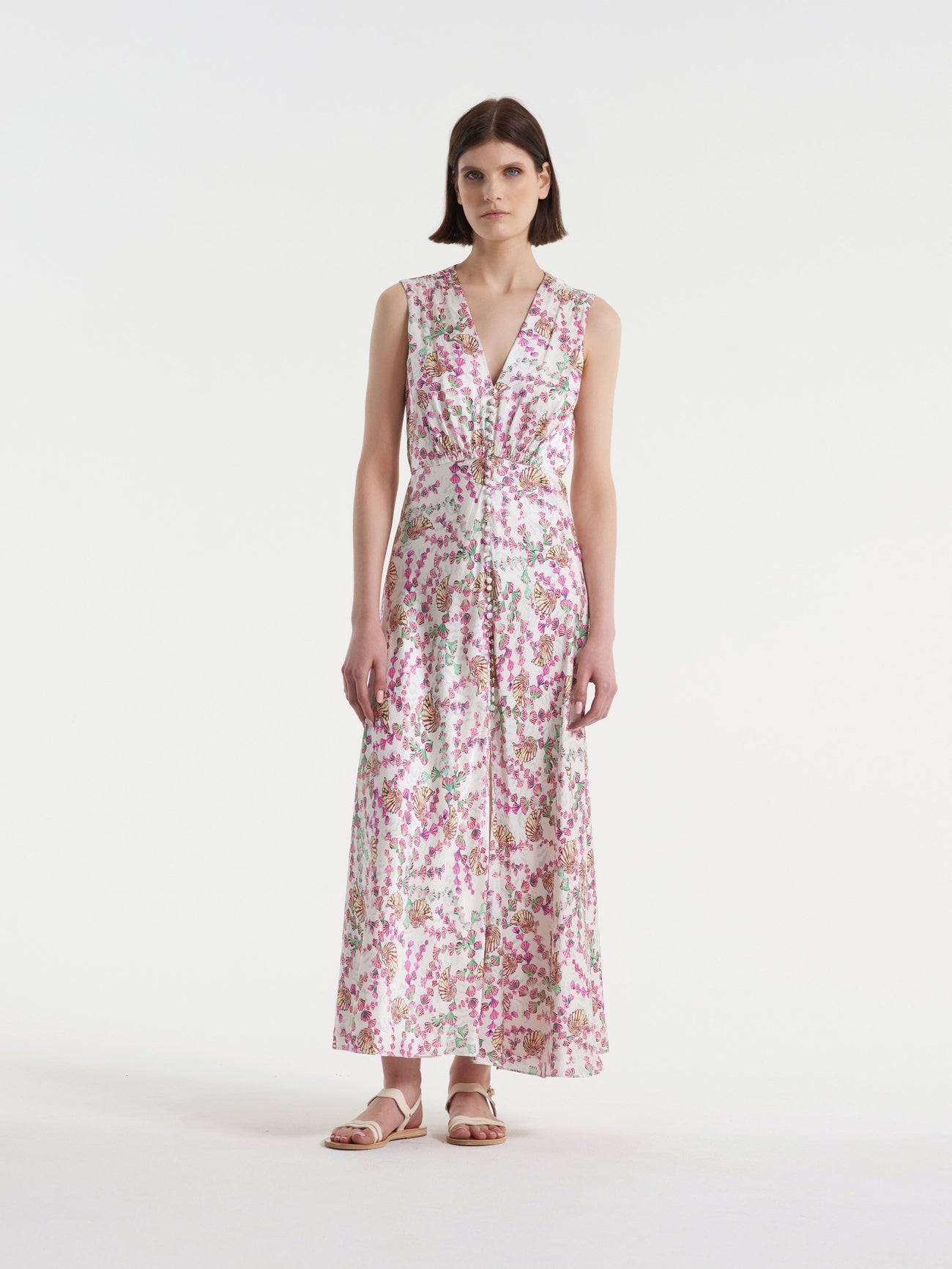 Load image into Gallery viewer, Lea Long C Dress in Sandstone Blanc