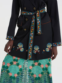 Summer Short Trench Black with Shell Embroidery