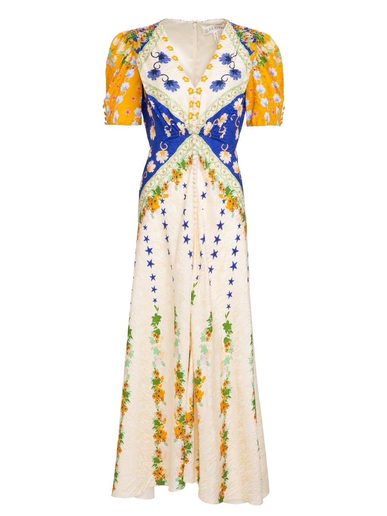 Load image into Gallery viewer, Lea Long Dress in Fresh Lupins print
