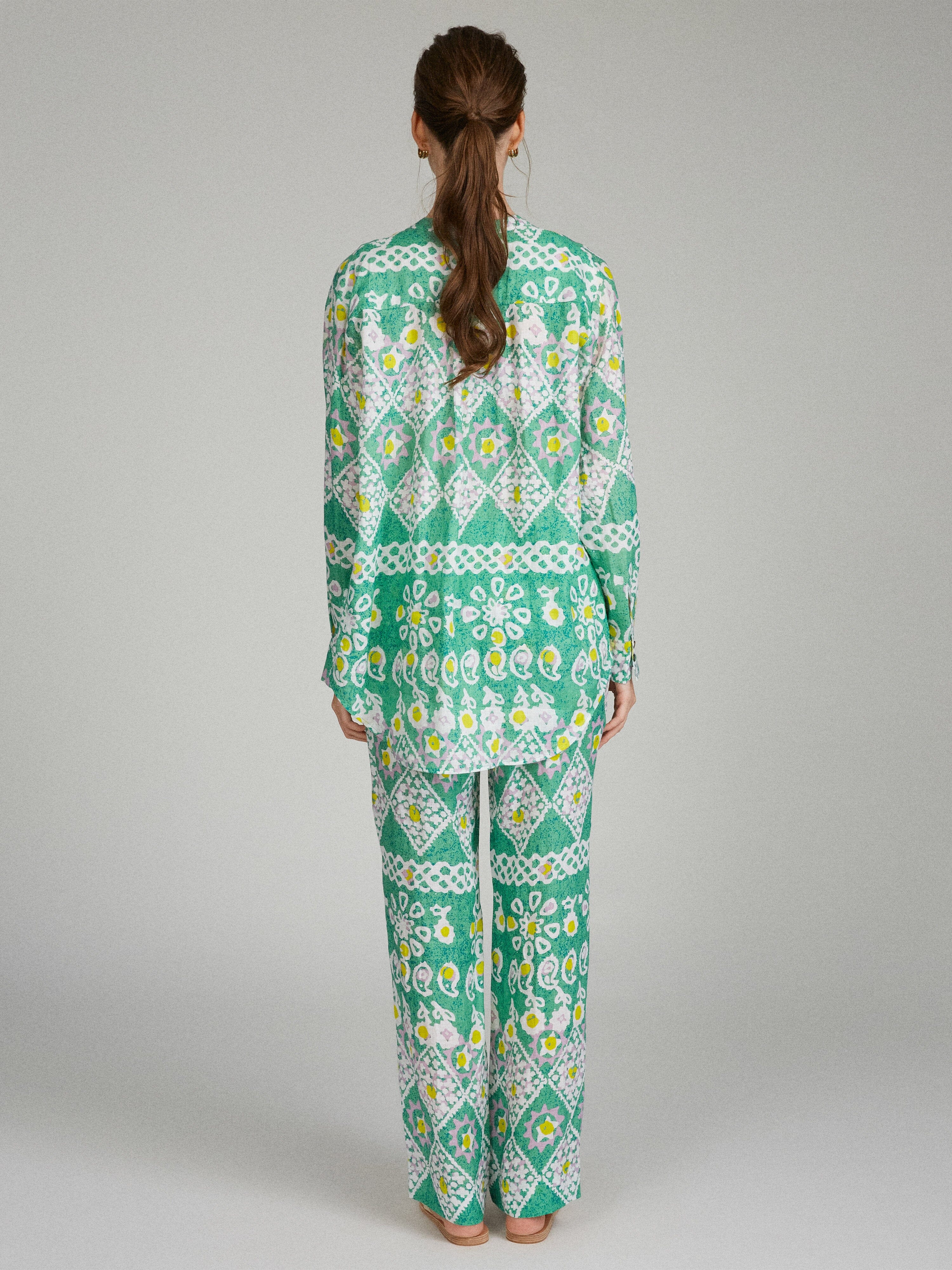 Paige-C Trouser in Green Batik print