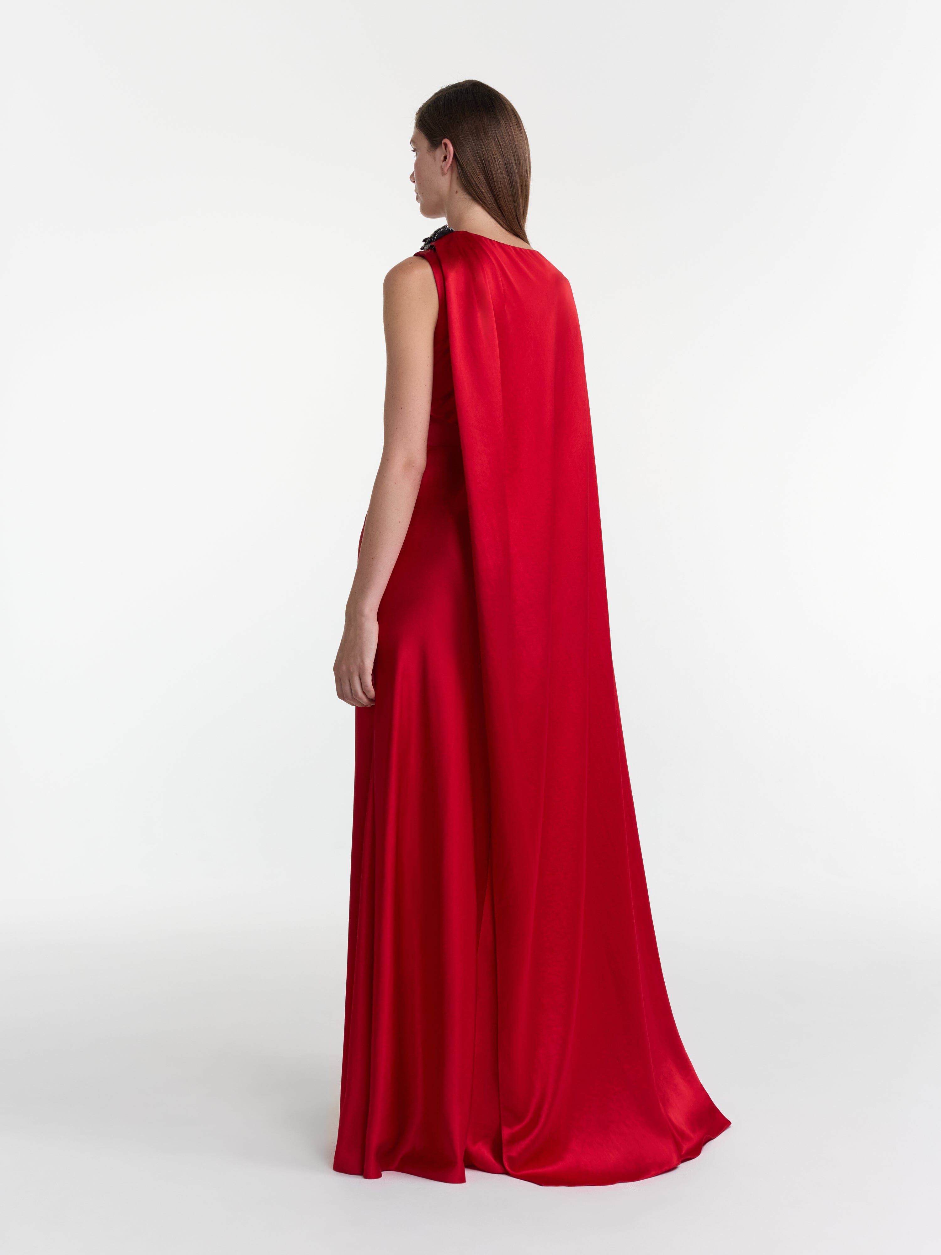 Phoenix Long Dress in Scarlet Crystalrose