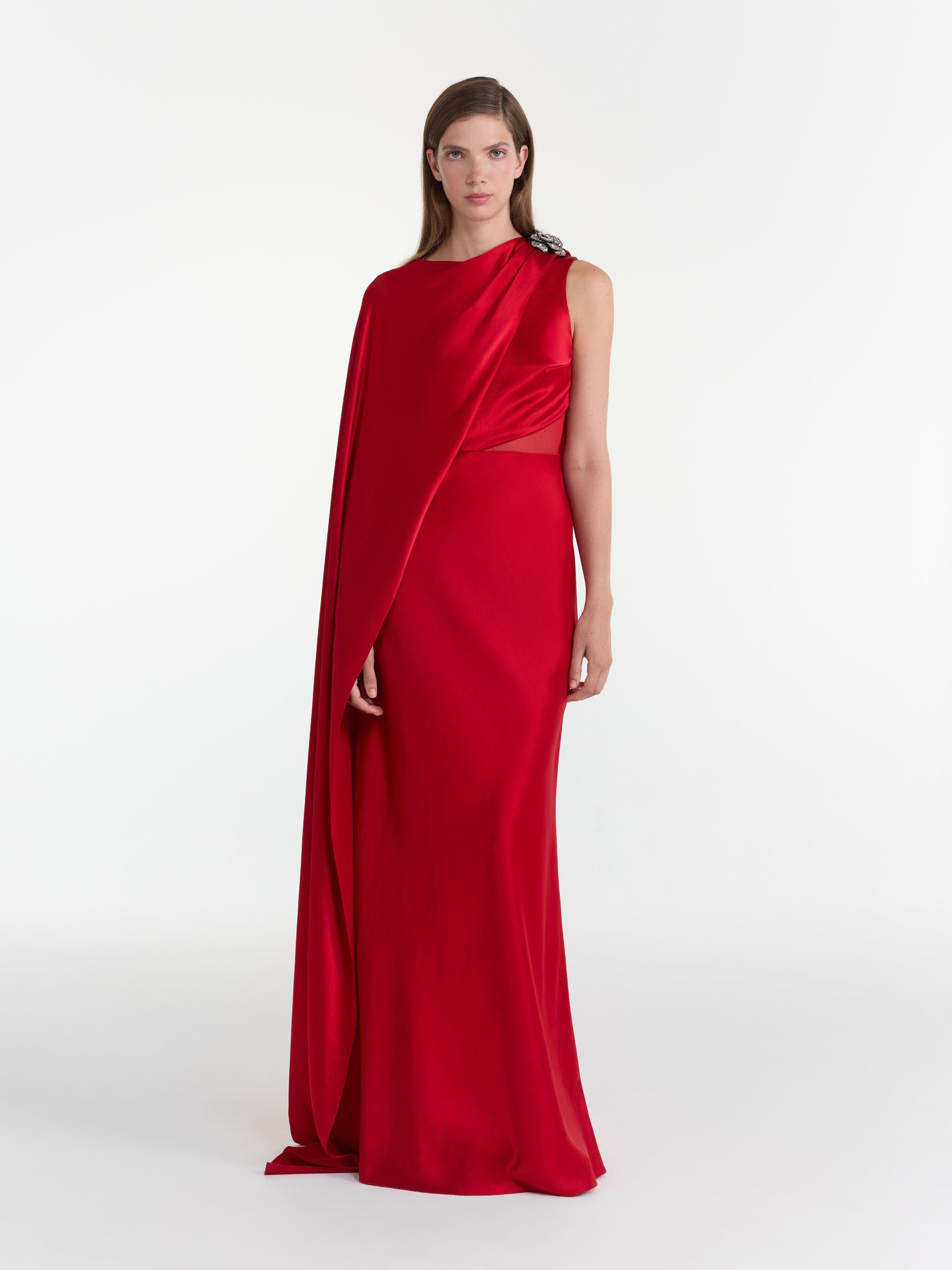 ふく　SALONIA Phoenix Long Dress in Scarlet Crystalrose – SALONI