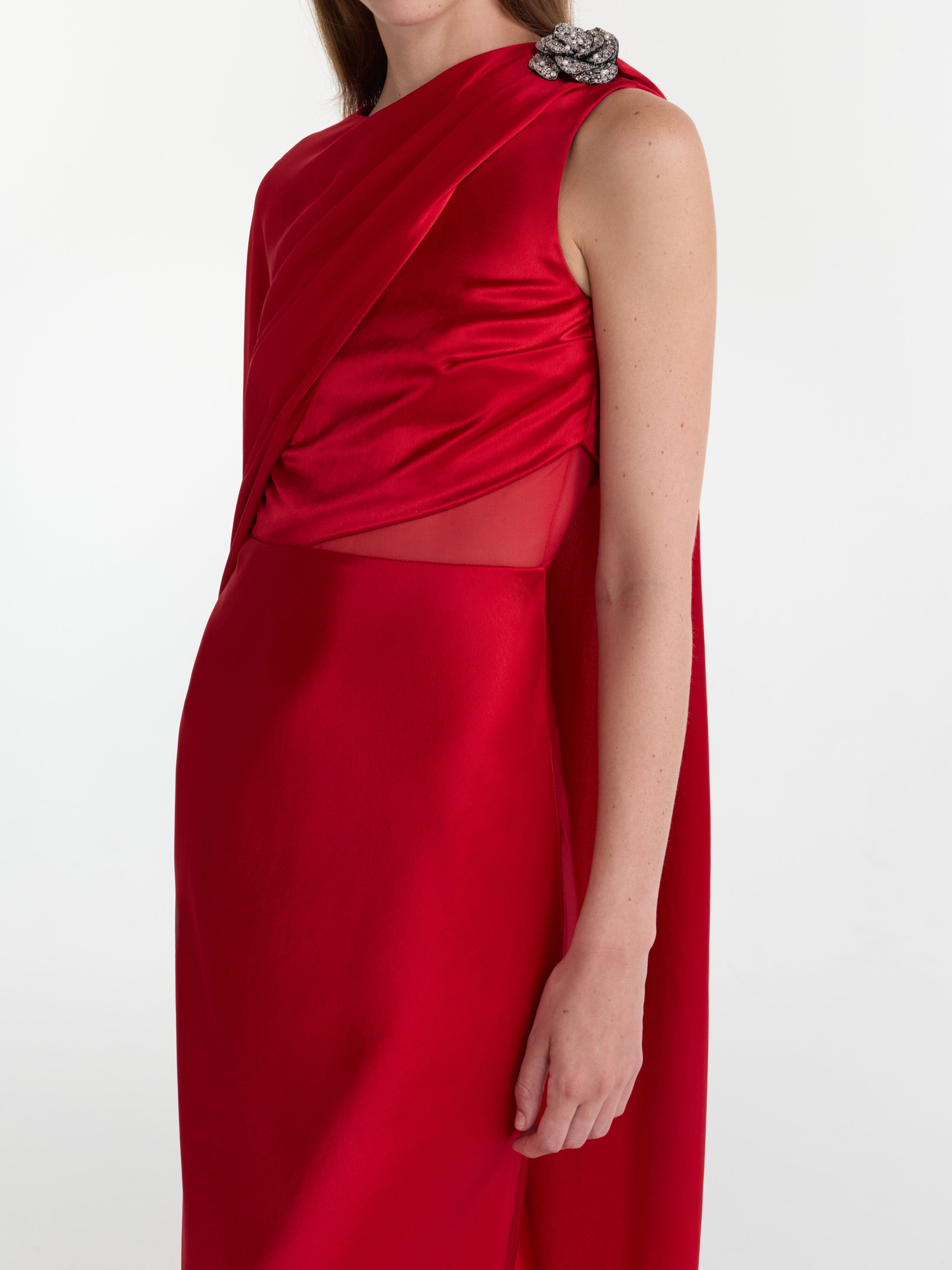 Phoenix Long Dress in Scarlet Crystalrose