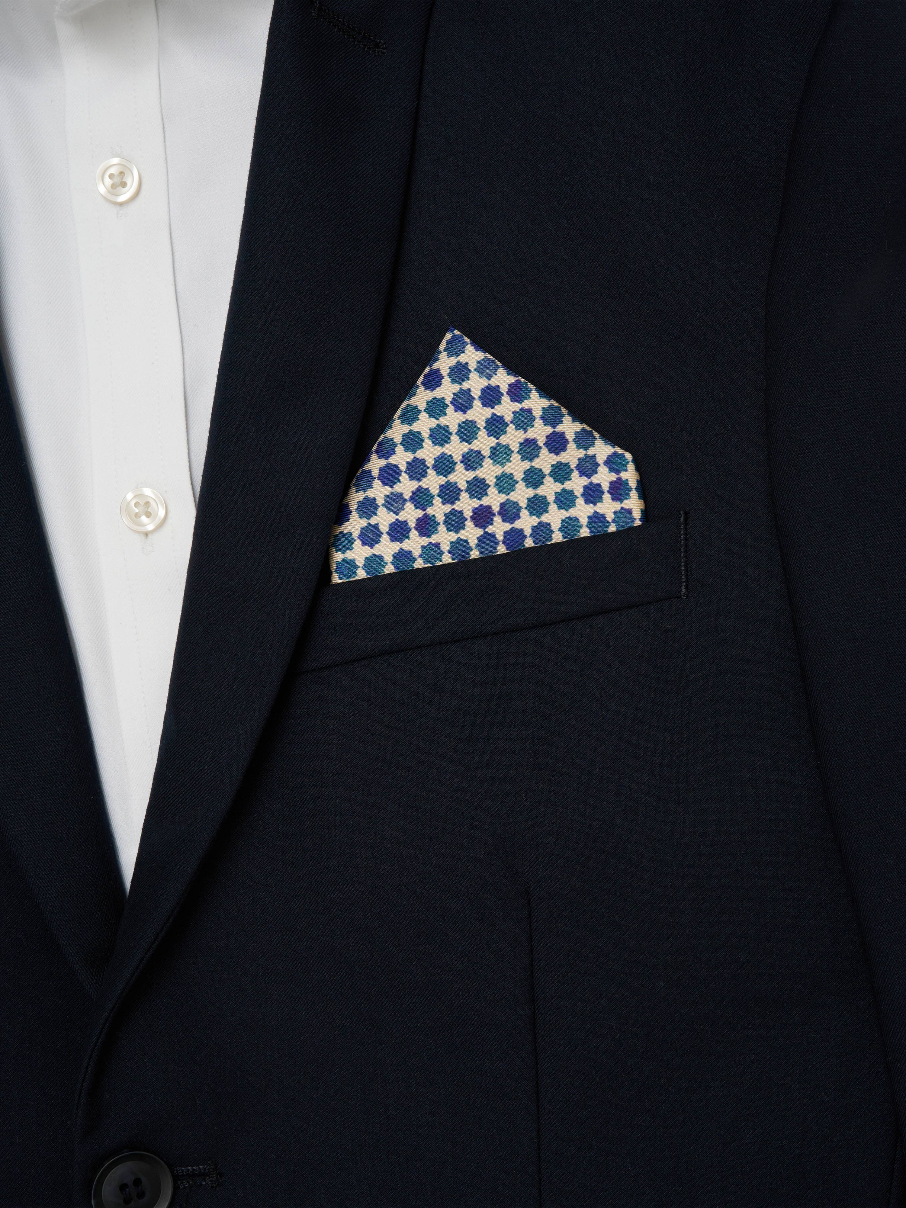 Men's Pocket Square in Champagne Cactus