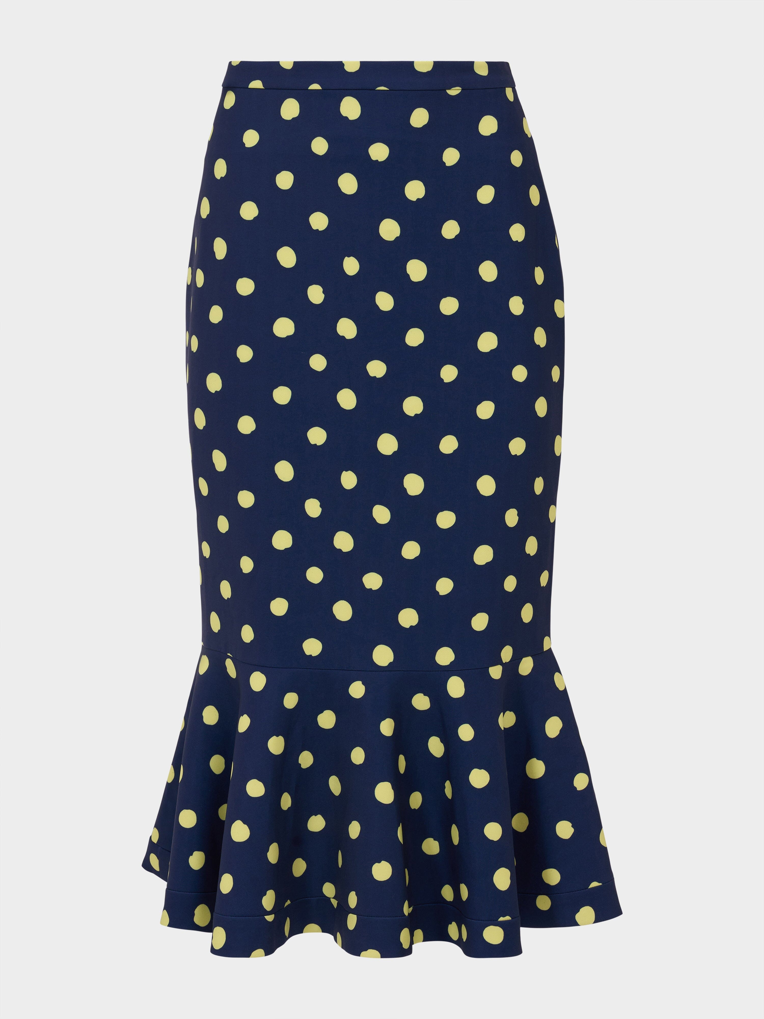 Portia Midi B Skirt in Polka Lemon