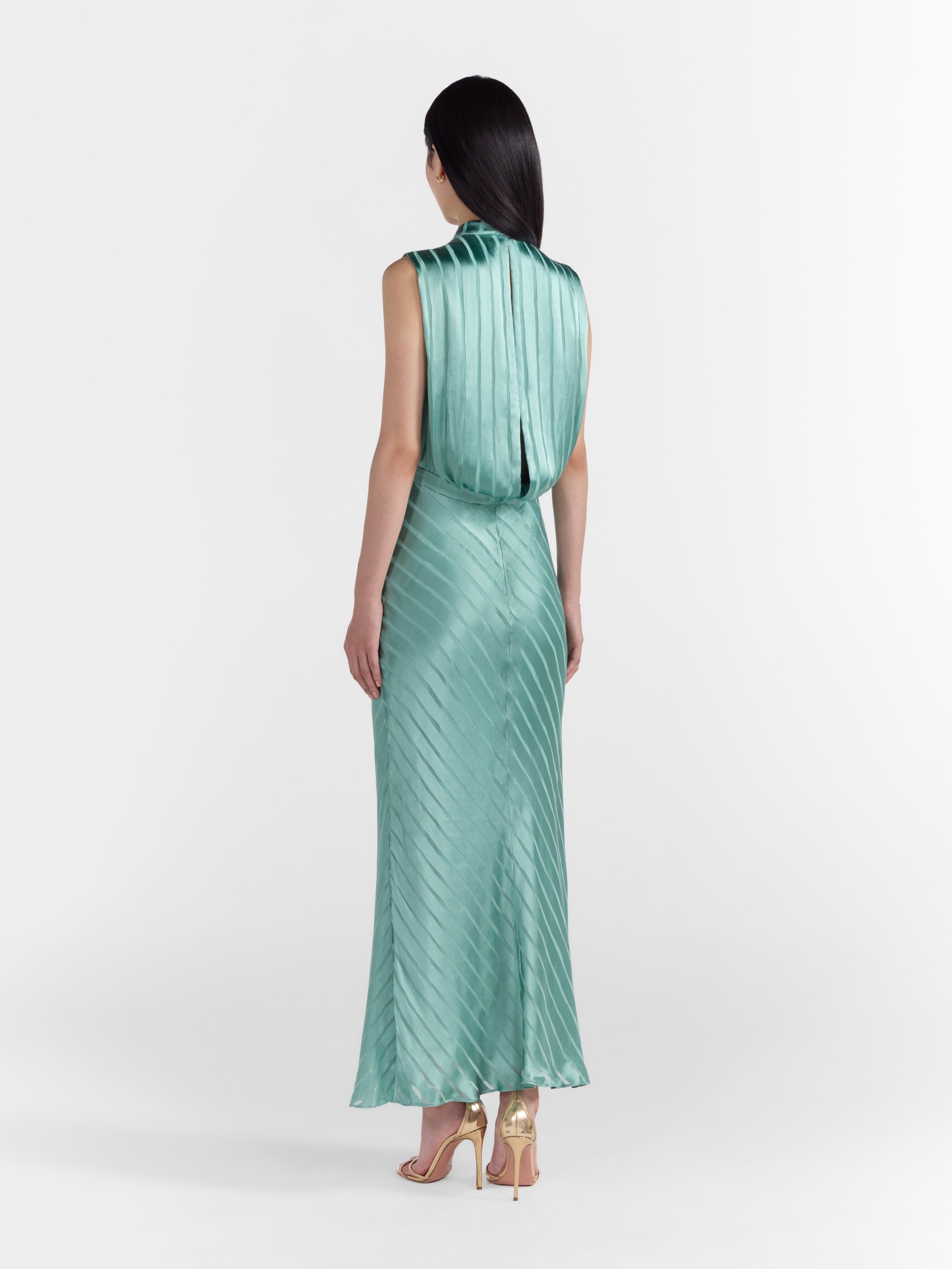 Fleur F Silk Dress in Duckegg