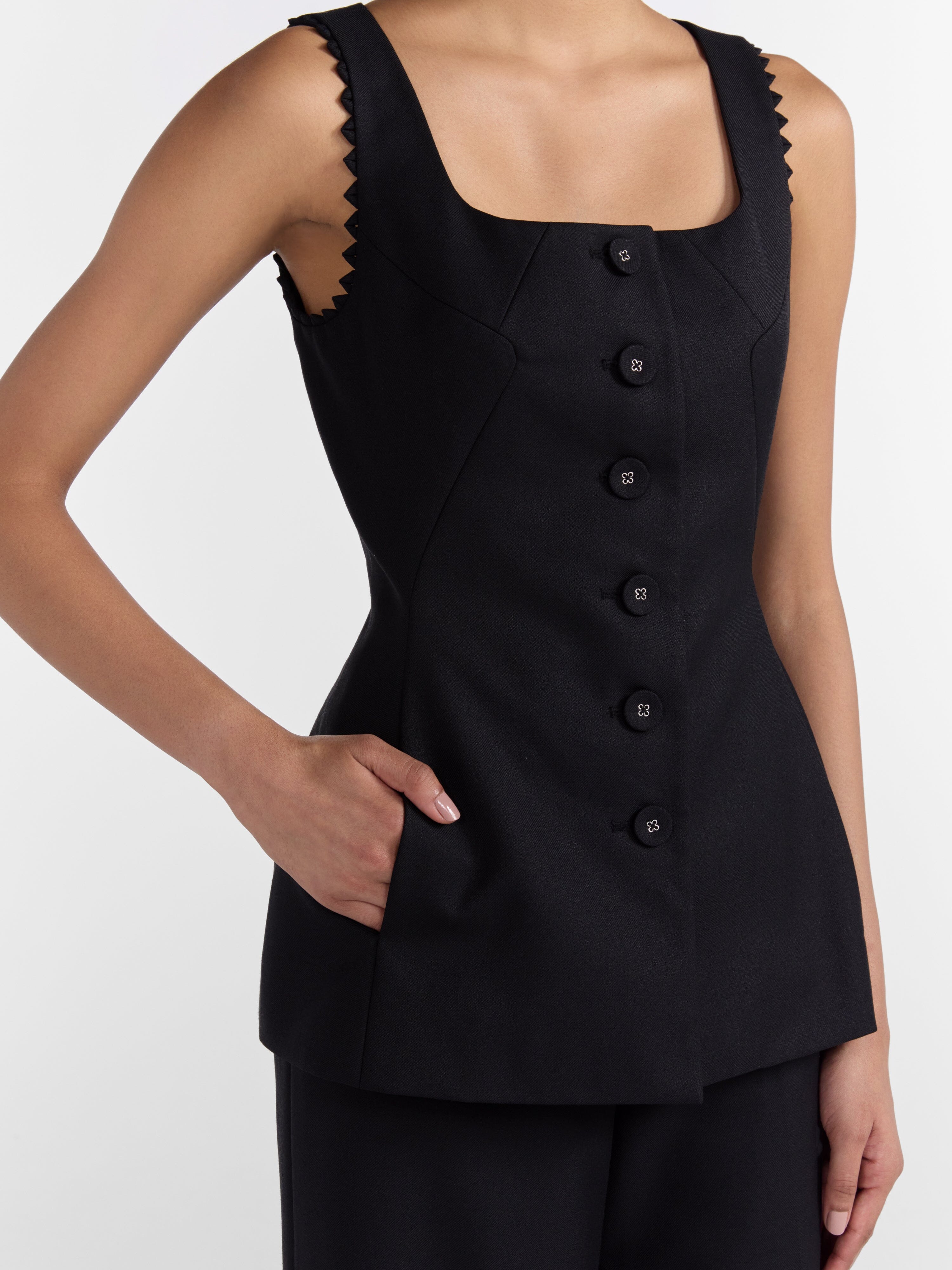 Bibba Sleeveless Jacket in Black – SALONI Bibba Sleeveless Jacket in Black – SALONI