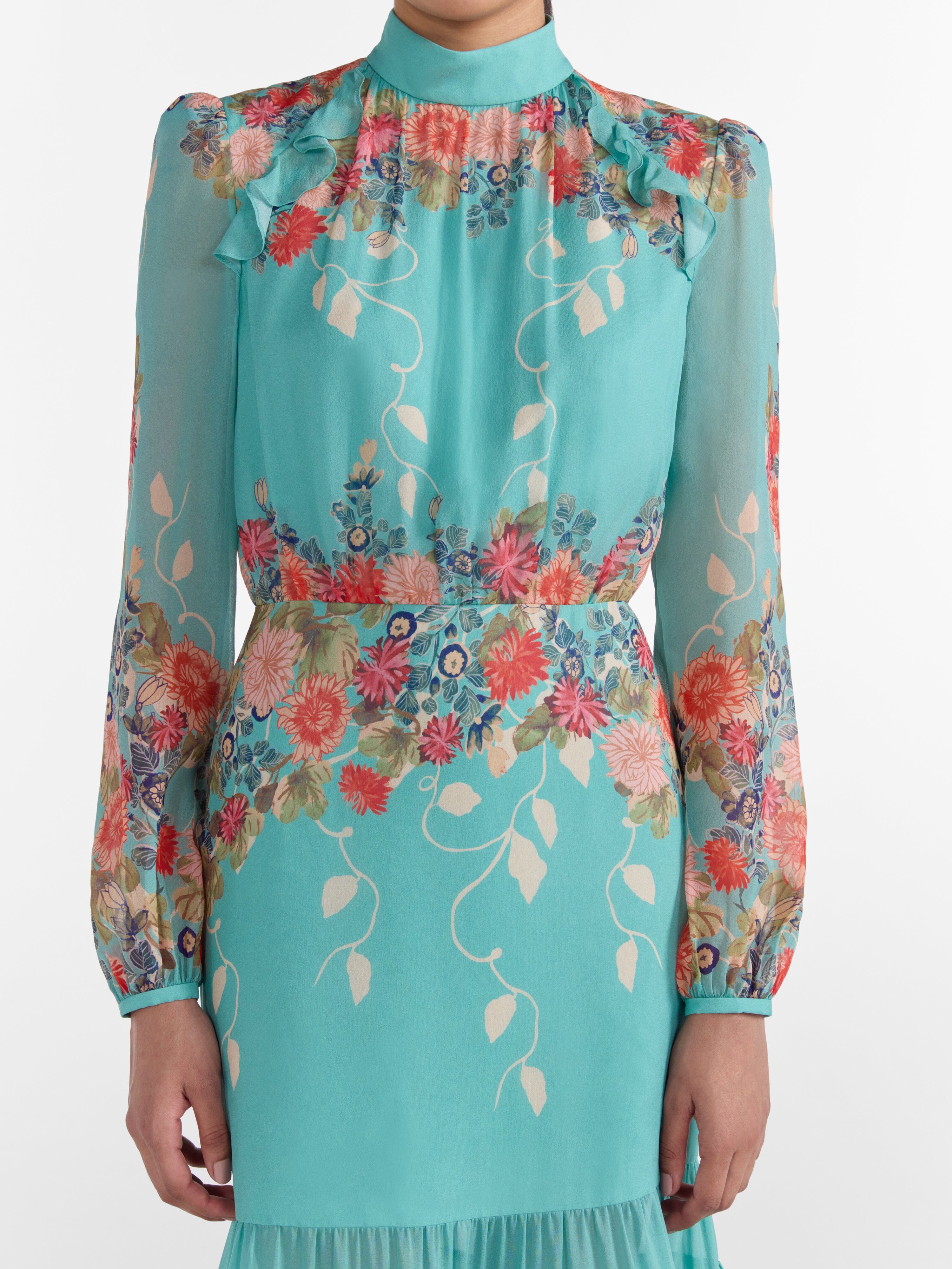 long sleeve saloni dress Saloni Jaclyn Printed Long-Sleeve Dress, Bellis Garden, Women's, 2, Cocktail & Party Wedding Guest Dresses Long-Sleeve Dresses