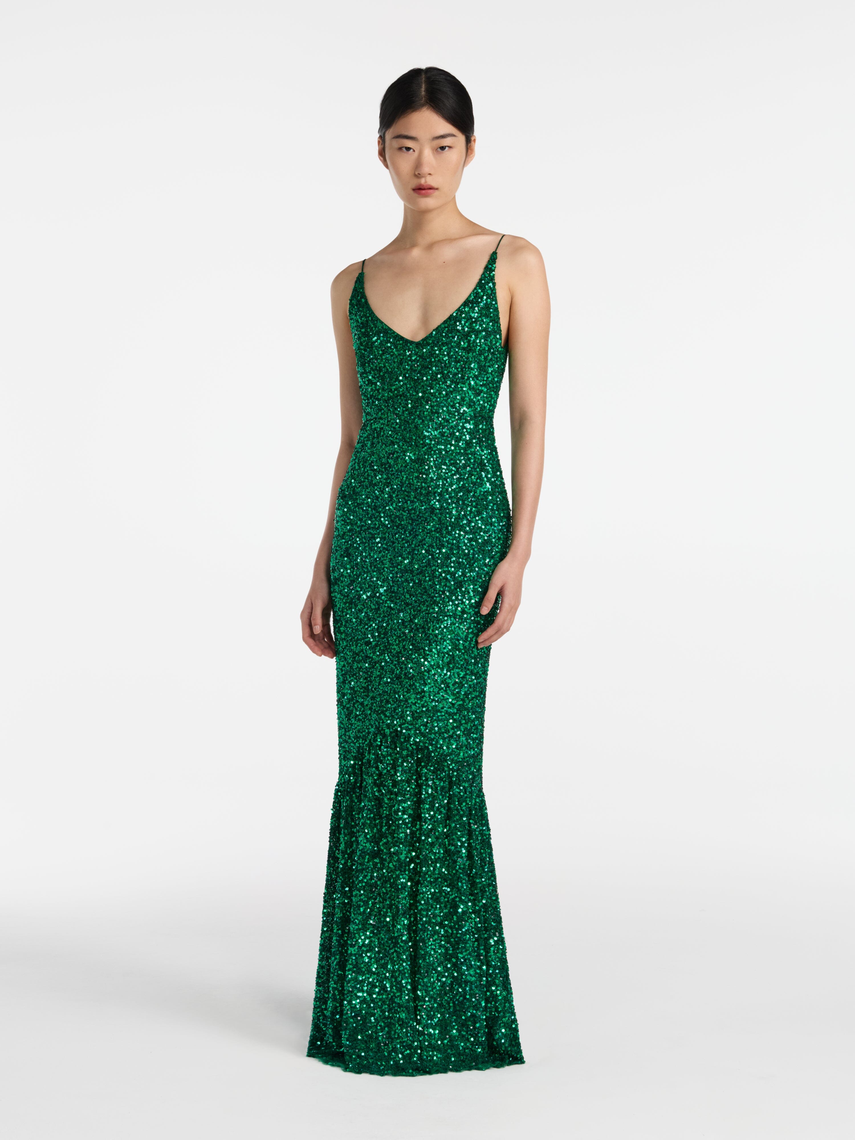 Aidan Long Dress in Emerald Green SALONI Aidan Long Dress in Emerald Green SALONI