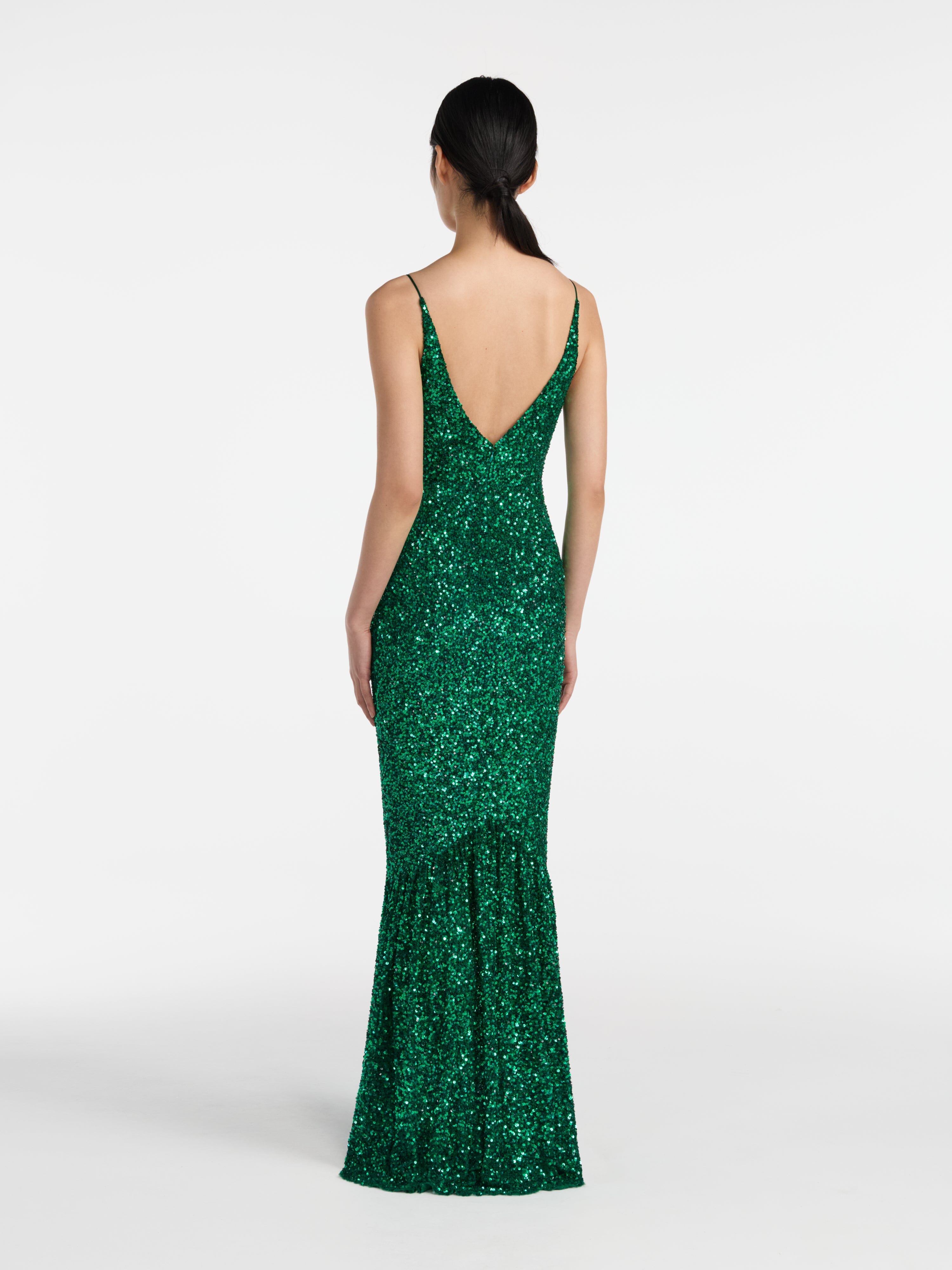 Aidan Long Dress in Emerald Green
