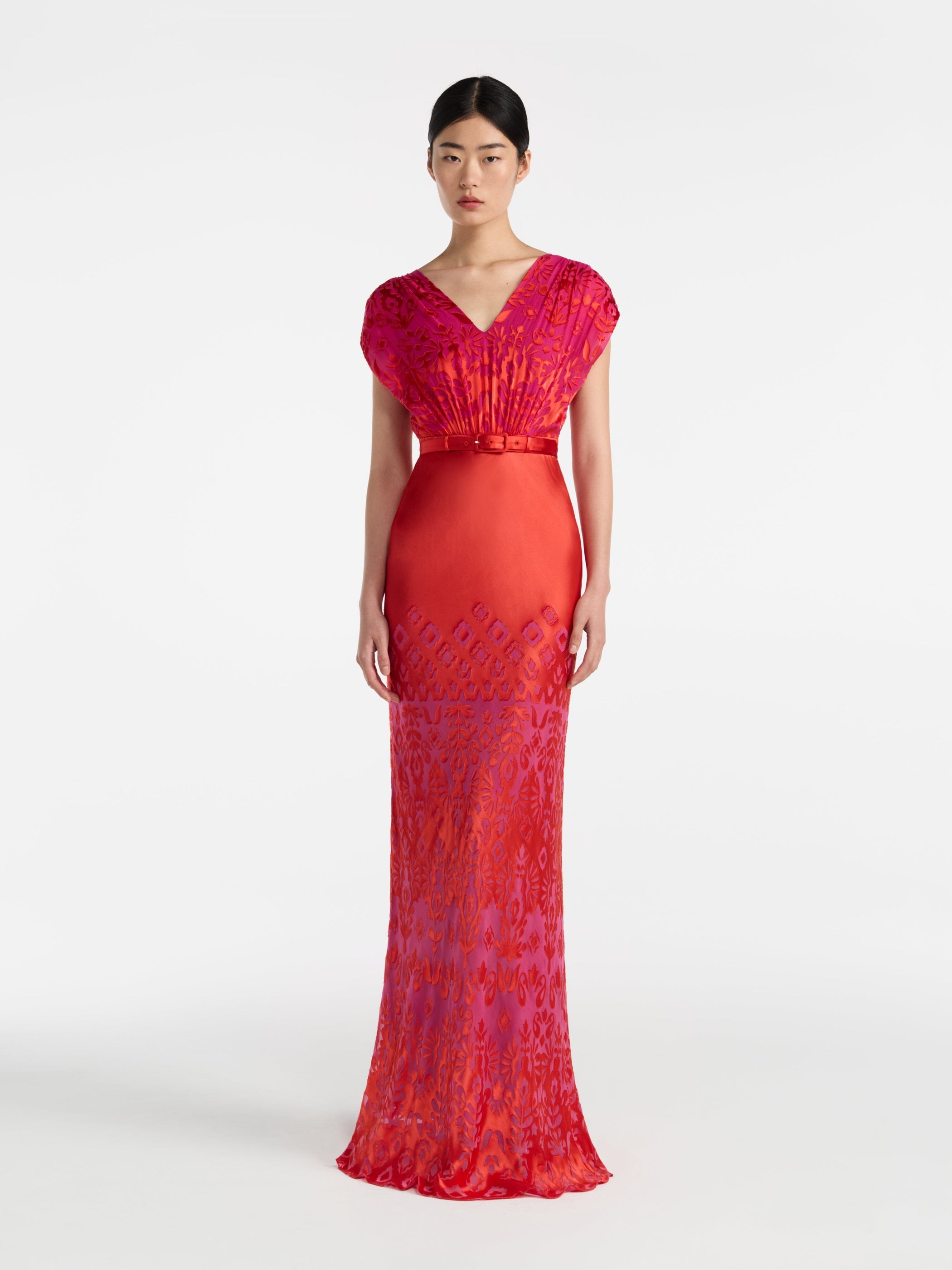 Apsara Long Dress in Magenta Rouge