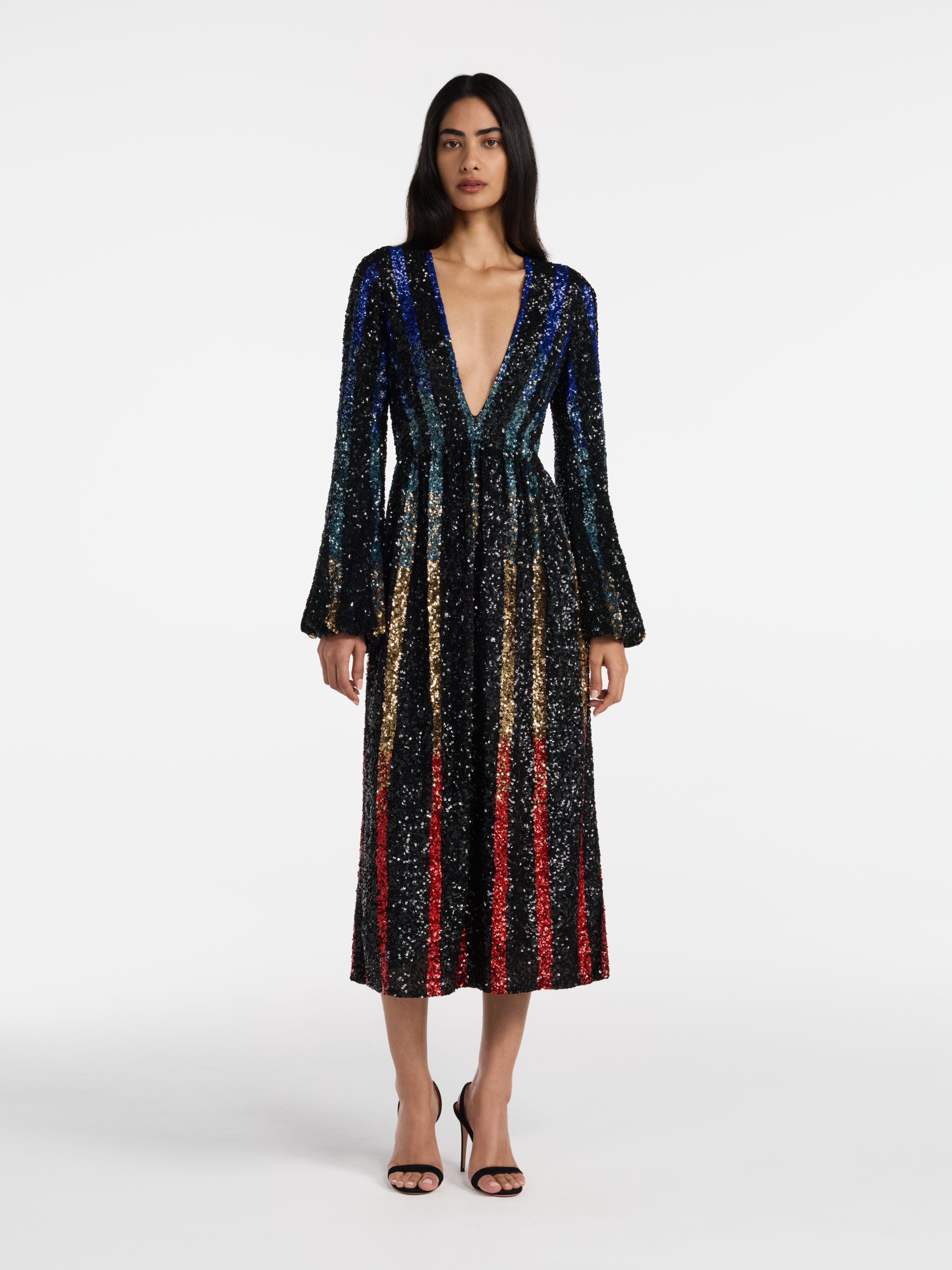 Camille B Dress Rainbow Stripe Sequin