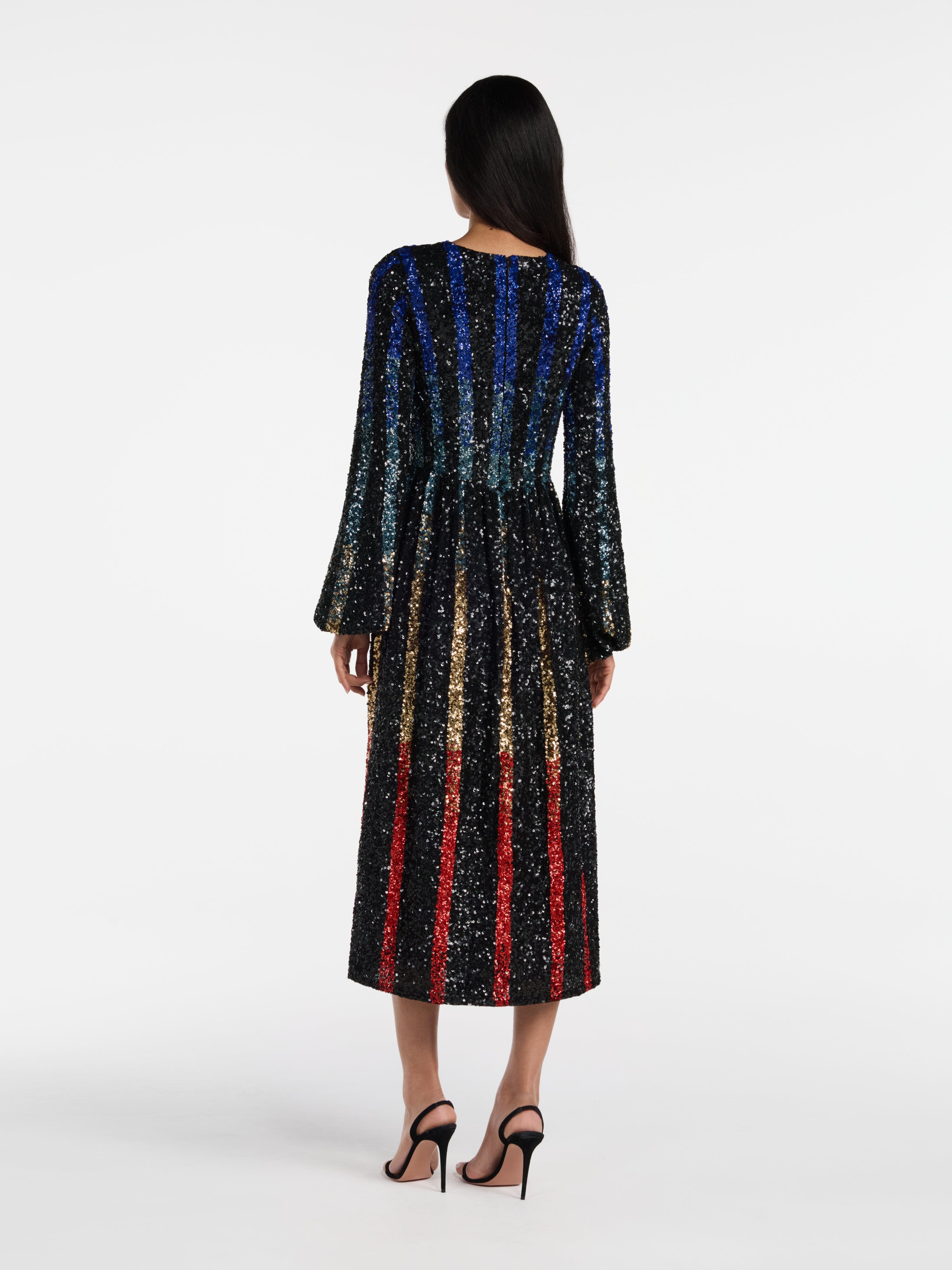 Camille B Dress Rainbow Stripe Sequin