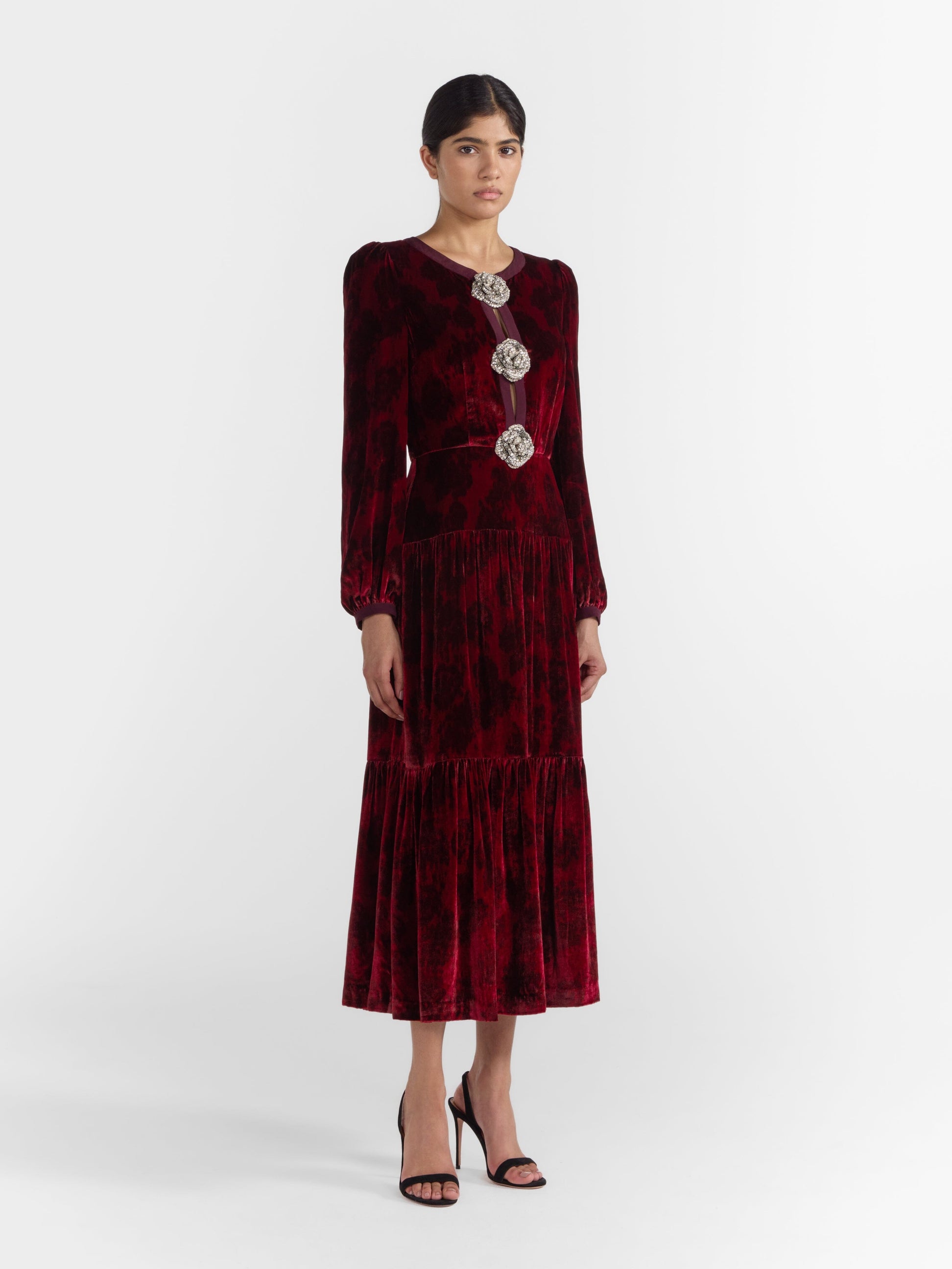 Camille Bows B Dress in Rosa Ruby Crystal Rose – SALONI