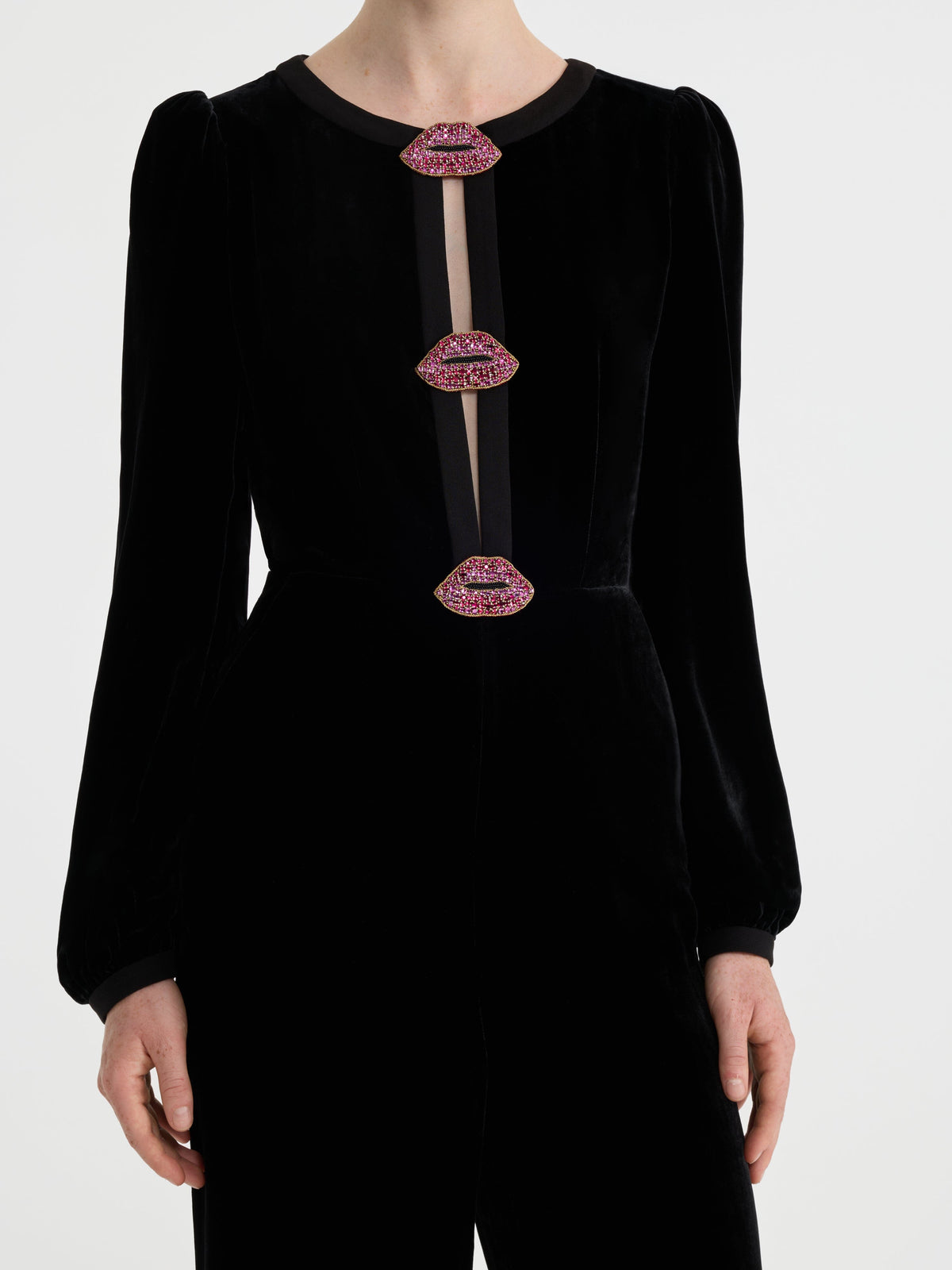 Camille Bows Jumpsuit in Black Valentine Lip