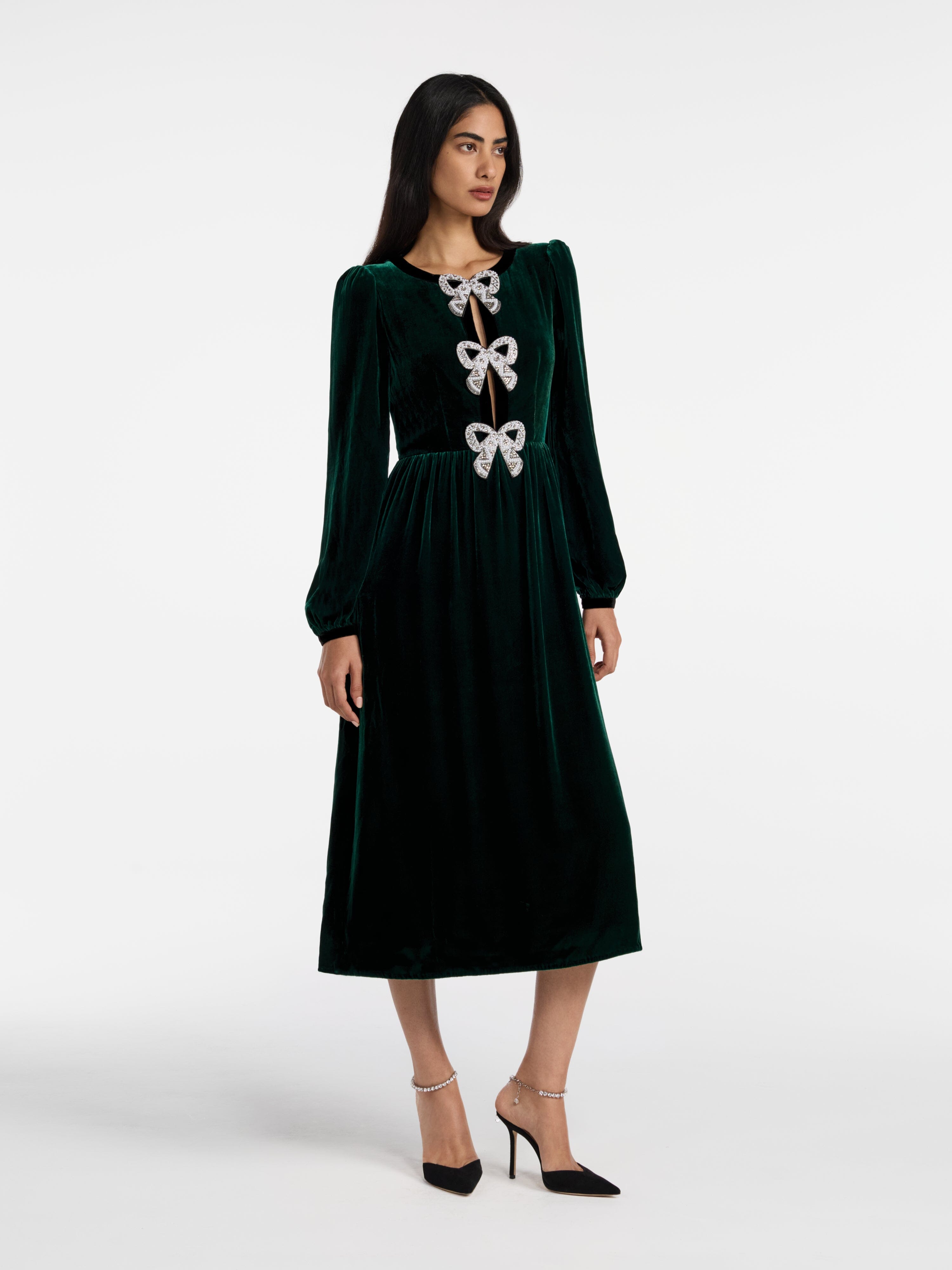Saloni Camille Bows Dress | Green | Size 4 | Shopbop Saloni Camille Bows Dress | Green | Size 4 | Shopbop