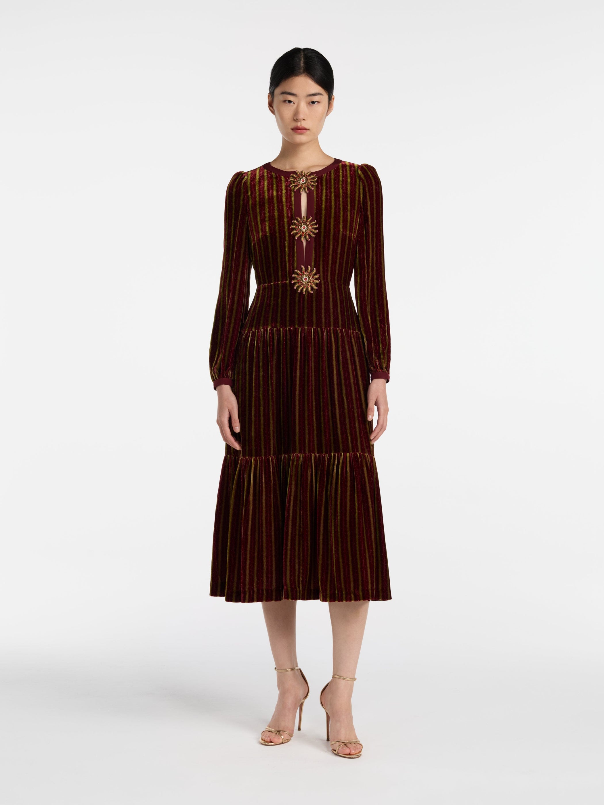 Camille Bows B Dress in Pothos Chartreus