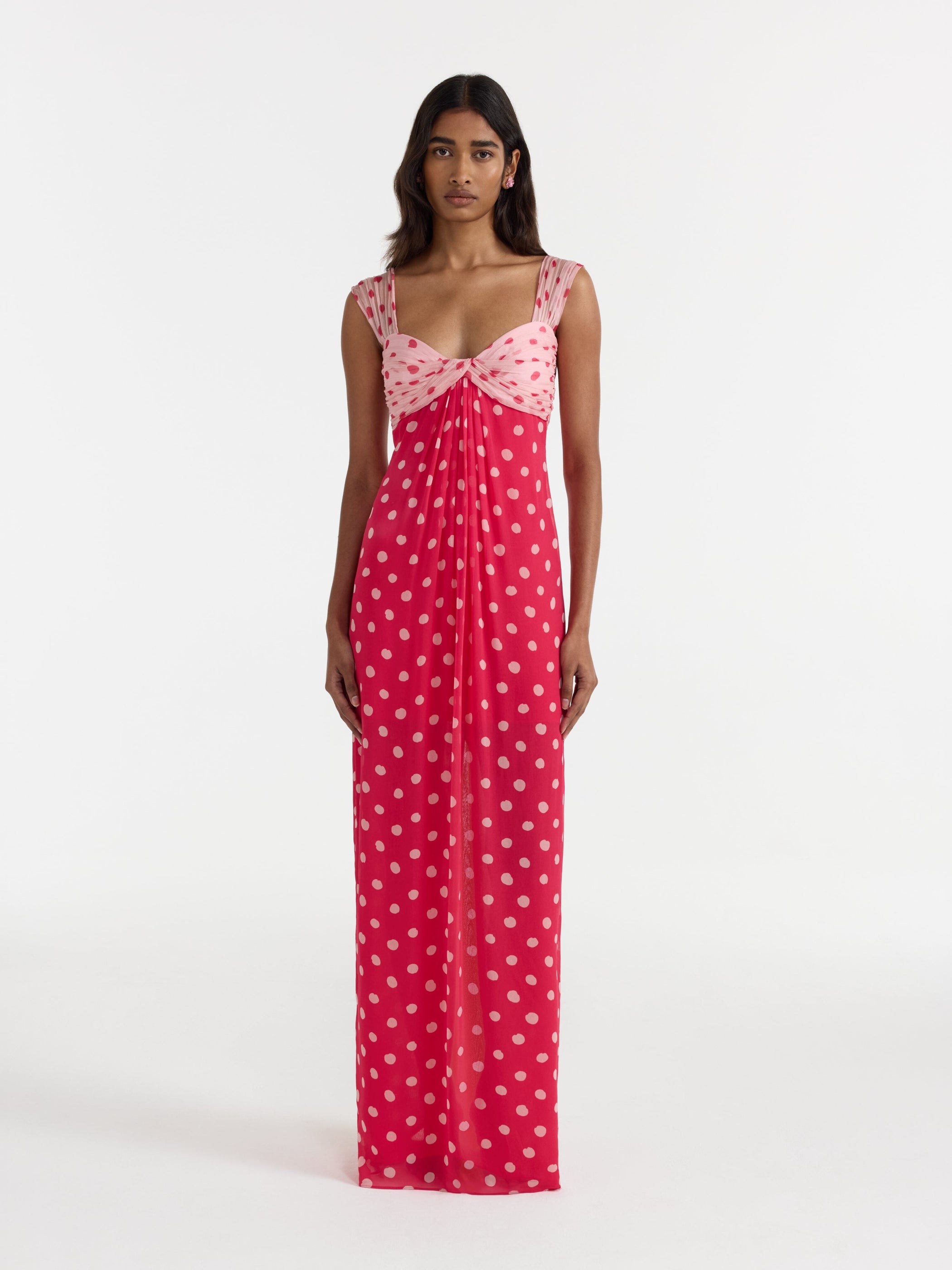 Chani Long Dress in Polka Strawberry