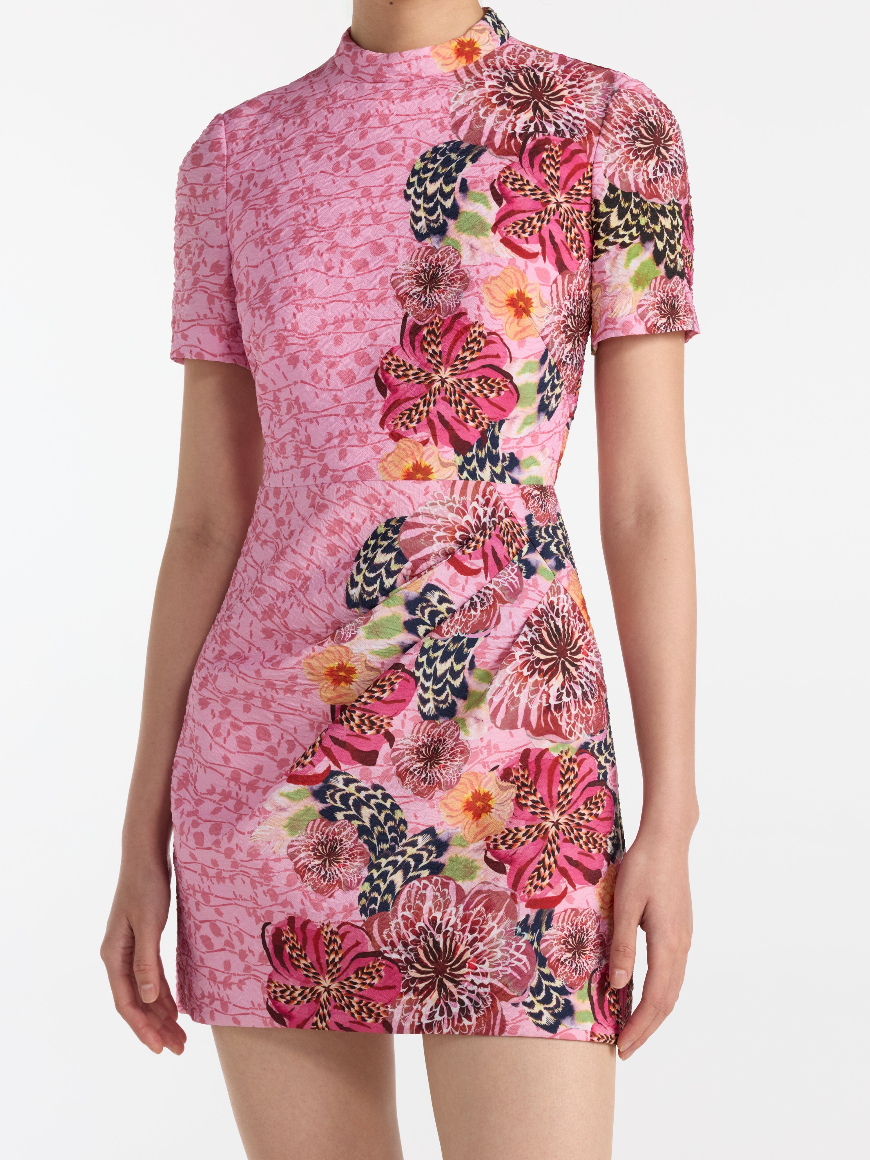 Draped Min Dress in Bamboo Bloom – SALONI