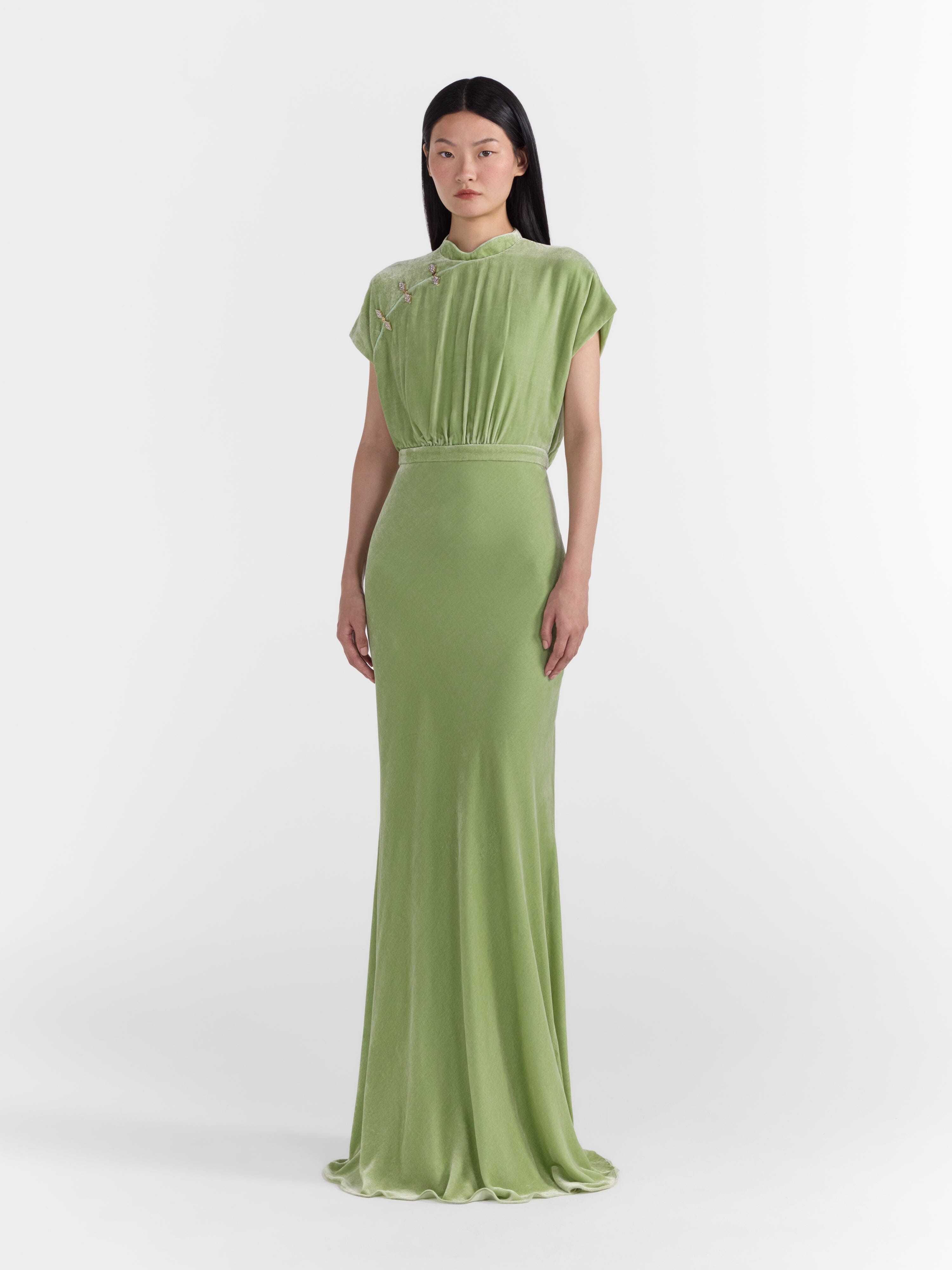 Fabienne Long B Dress in Light Jade SALONI Fabienne Long B Dress in Light Jade SALONI