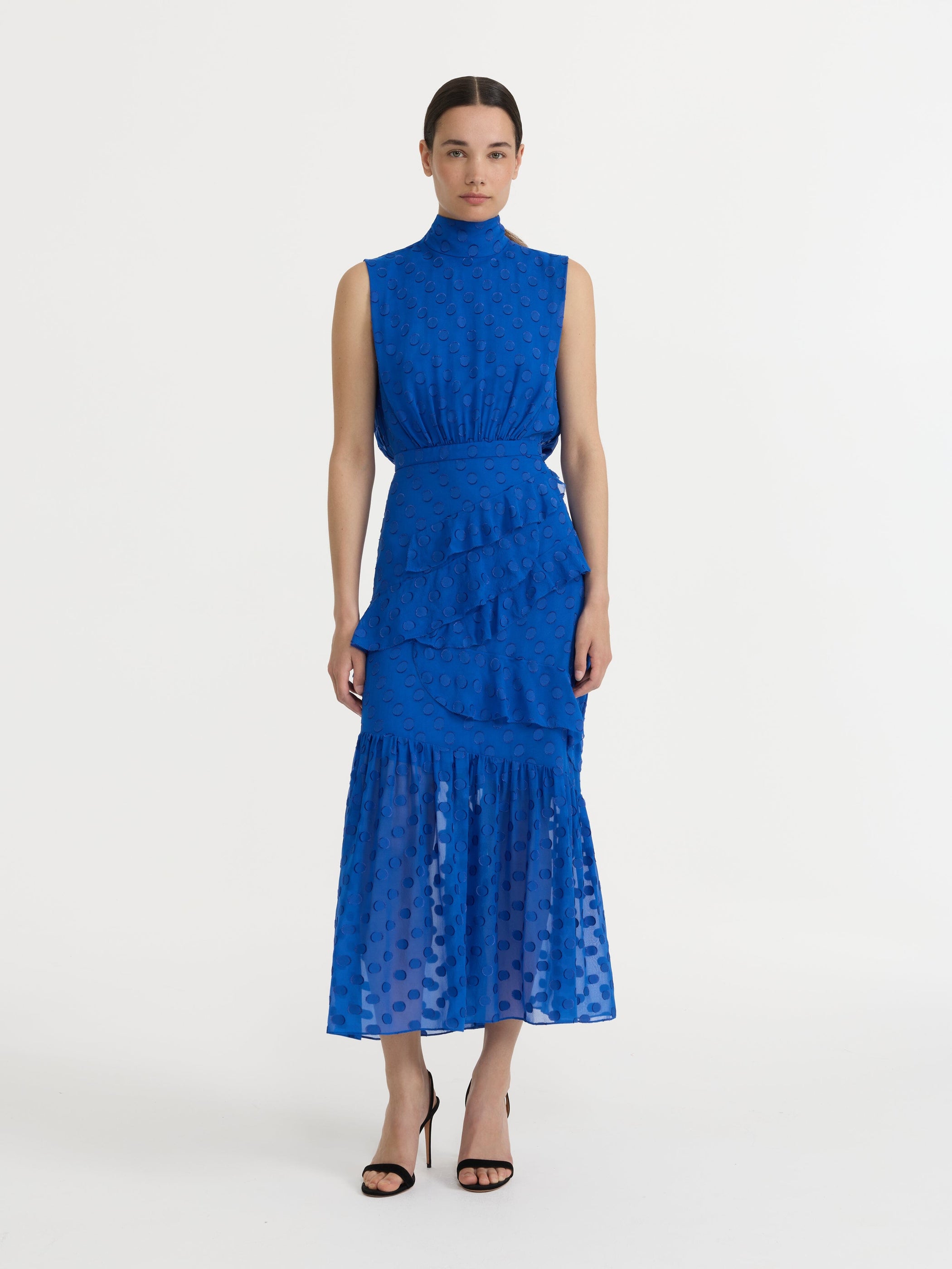 Fleur Ruffle Dress in Cobalt Blue