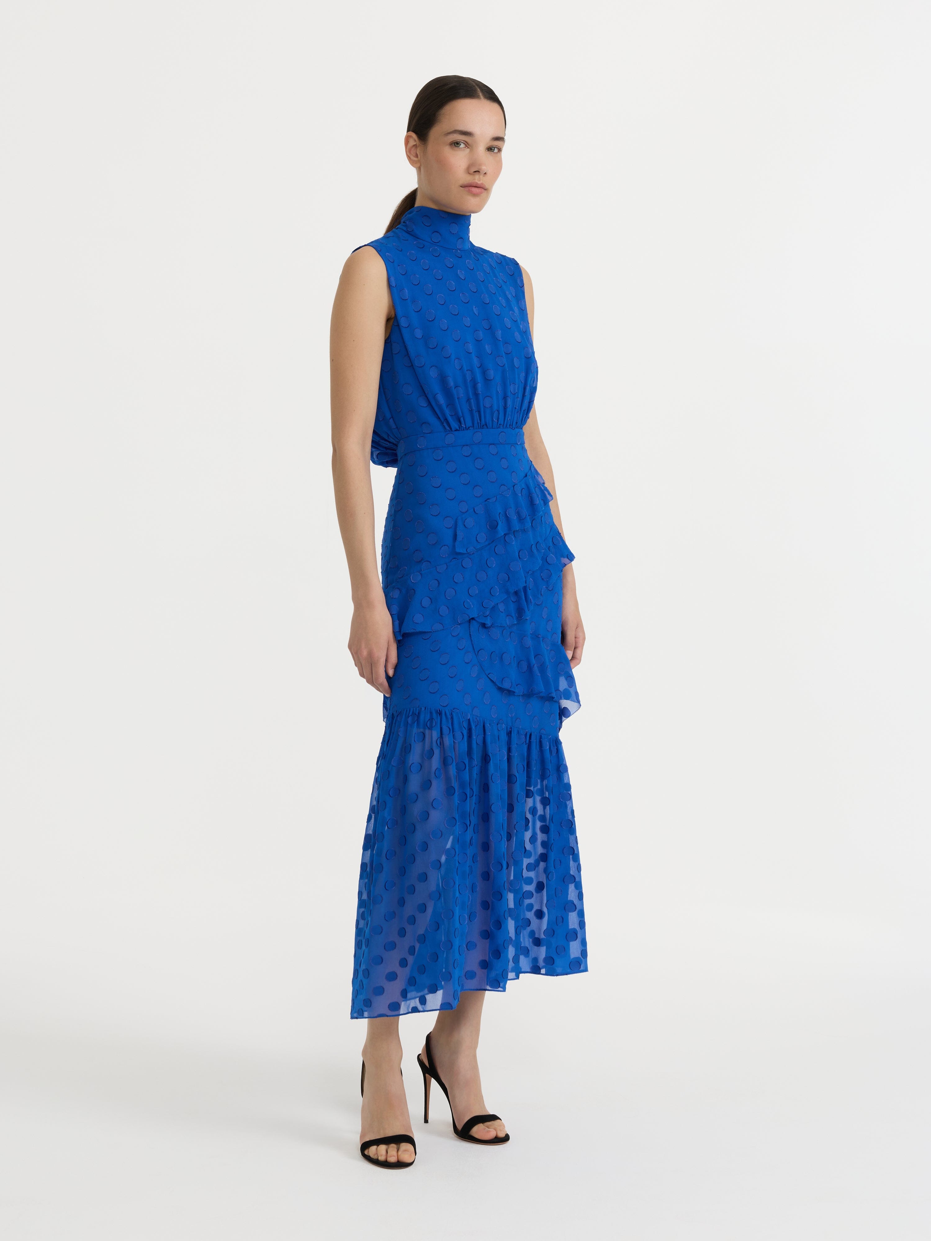 Fleur Ruffle Dress in Cobalt Blue