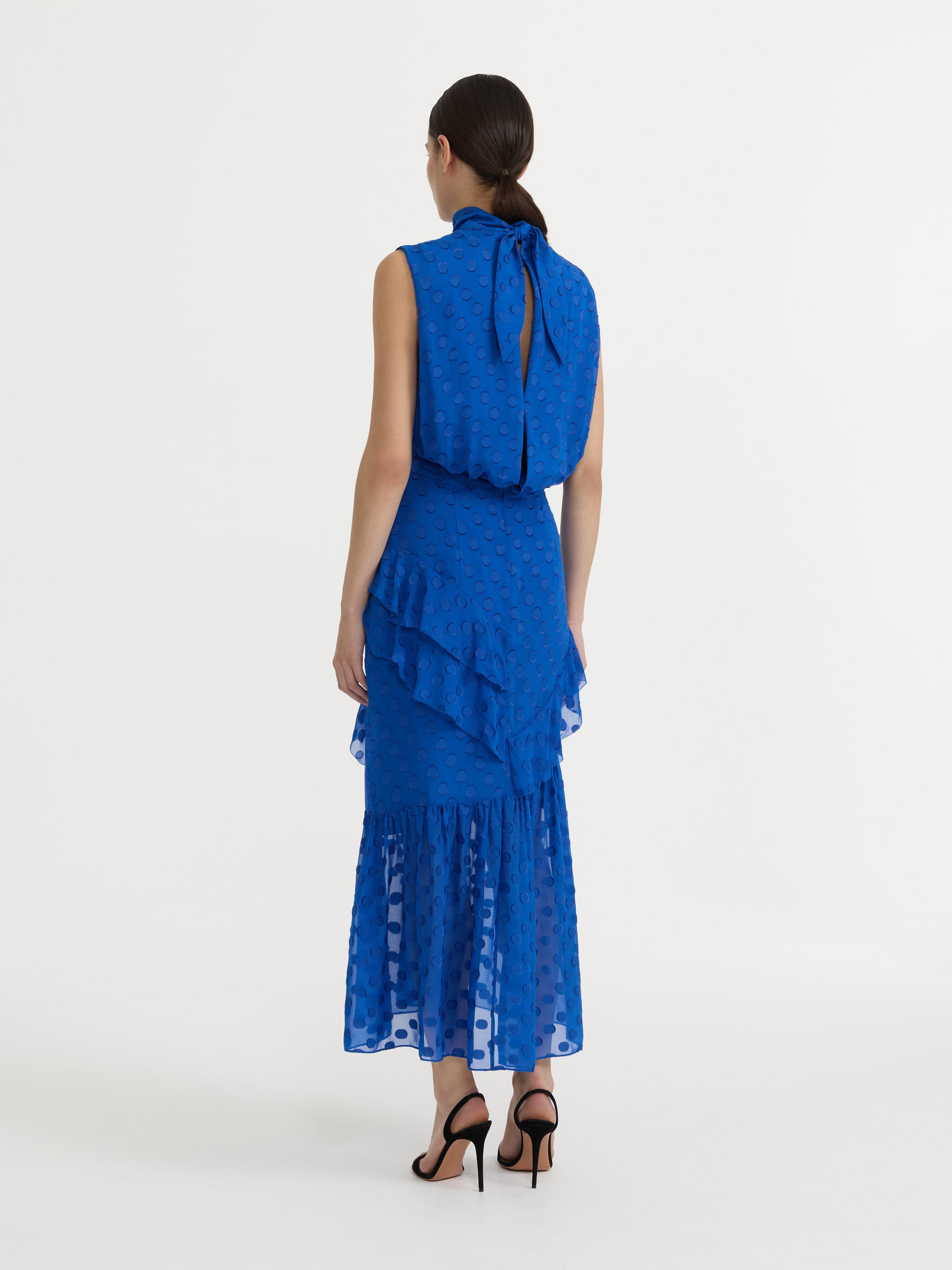 Fleur Ruffle Dress in Cobalt Blue