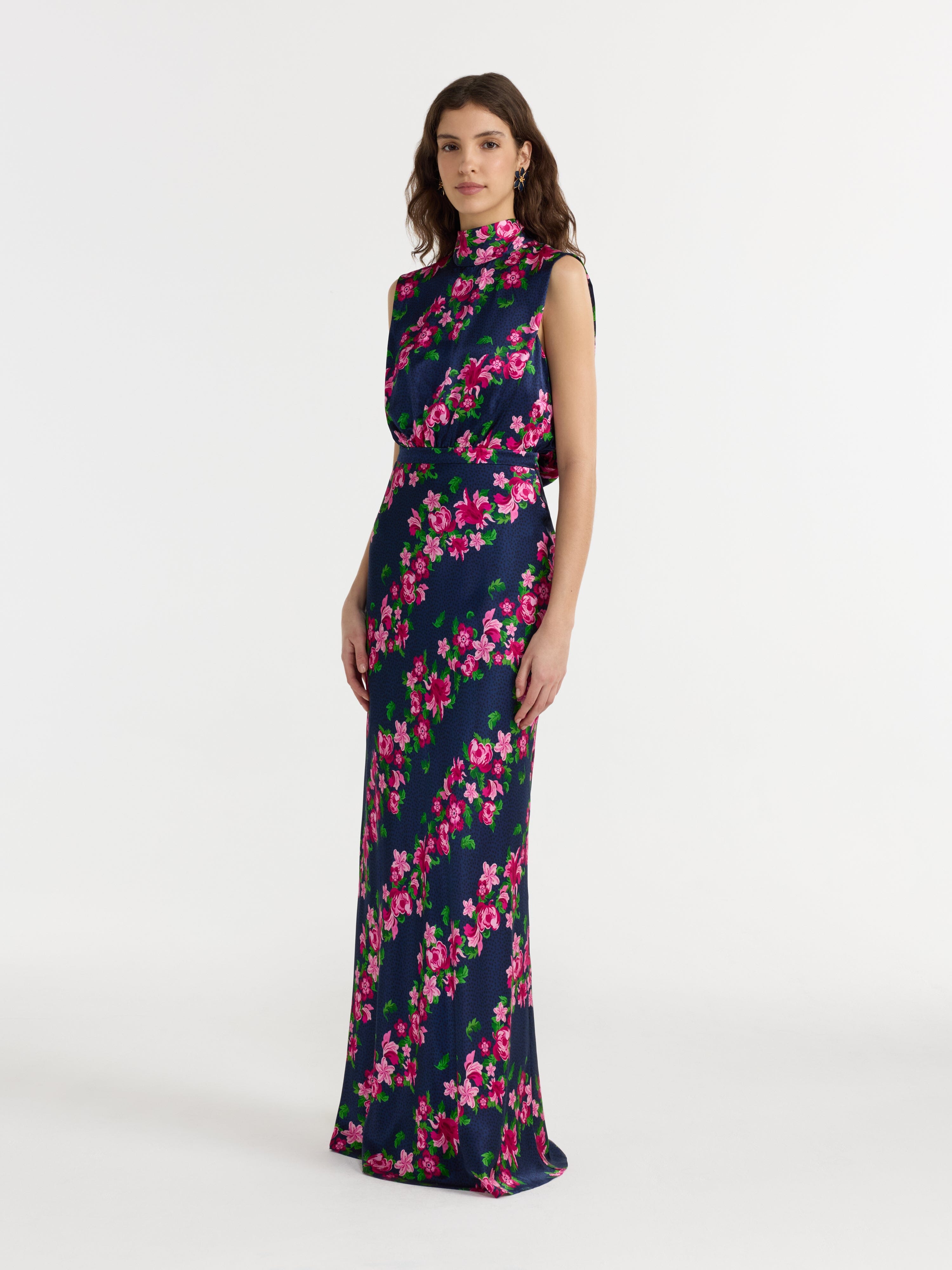 saloni fleur midi dress Sky Flourish Fleur Midi Dress