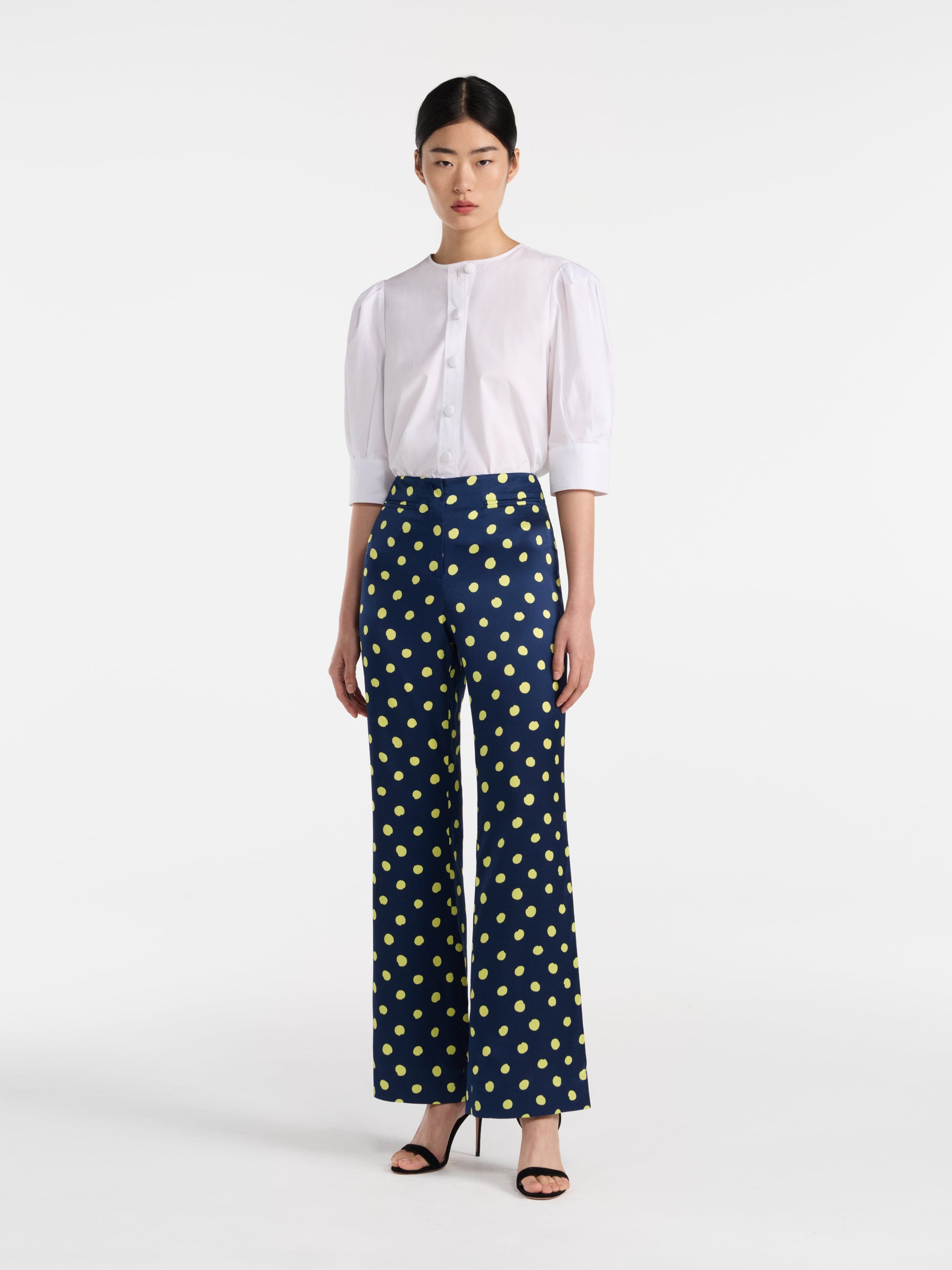 Flute Trousers in Polka Lemon