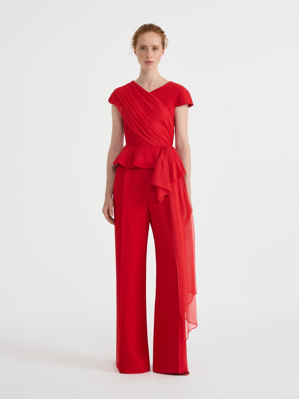 Wide Tailored Trousers in Scarlet
