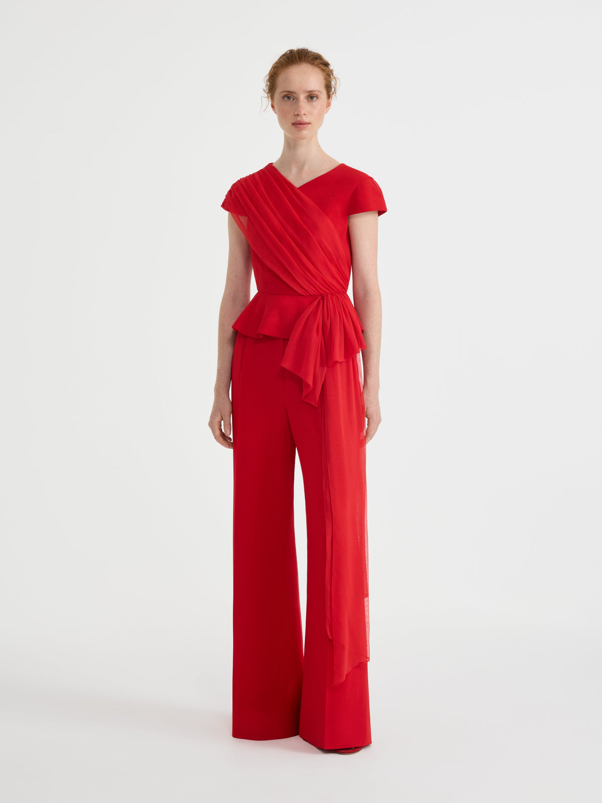 Wide Tailored Trousers in Scarlet