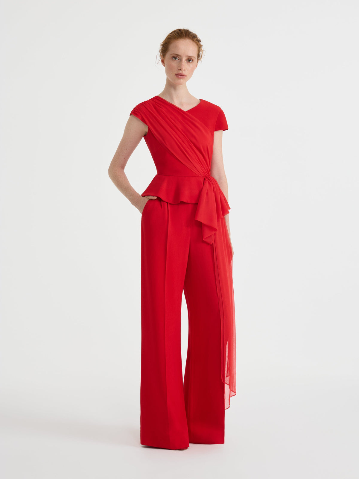 Wide Tailored Trousers in Scarlet