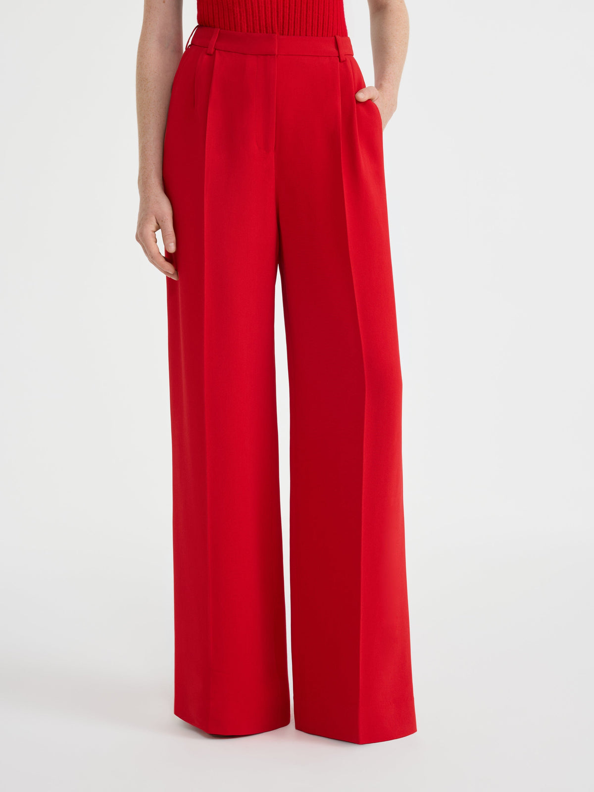 Wide Tailored Trousers in Scarlet