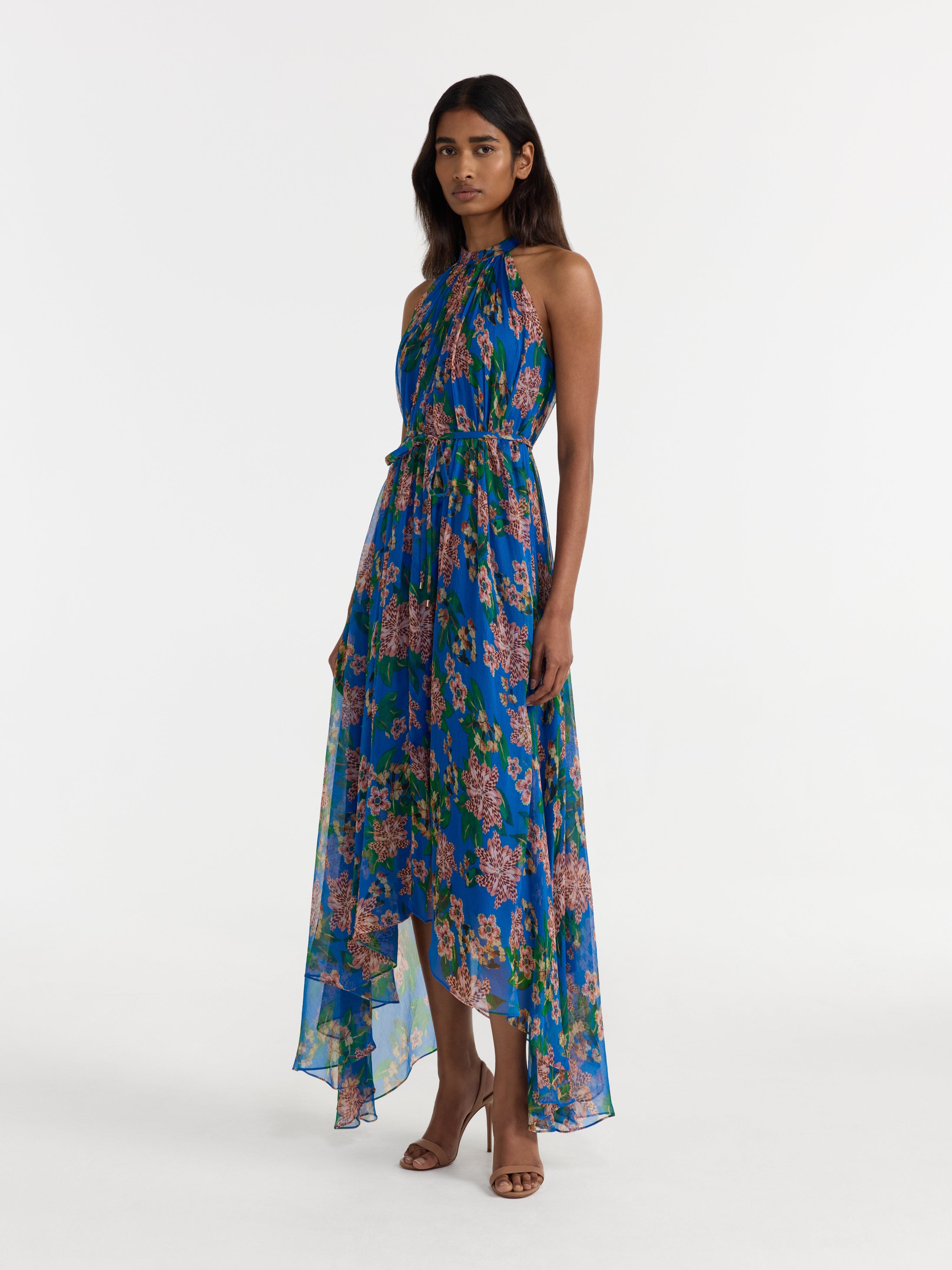 Irina Dress in Flori Sapphire