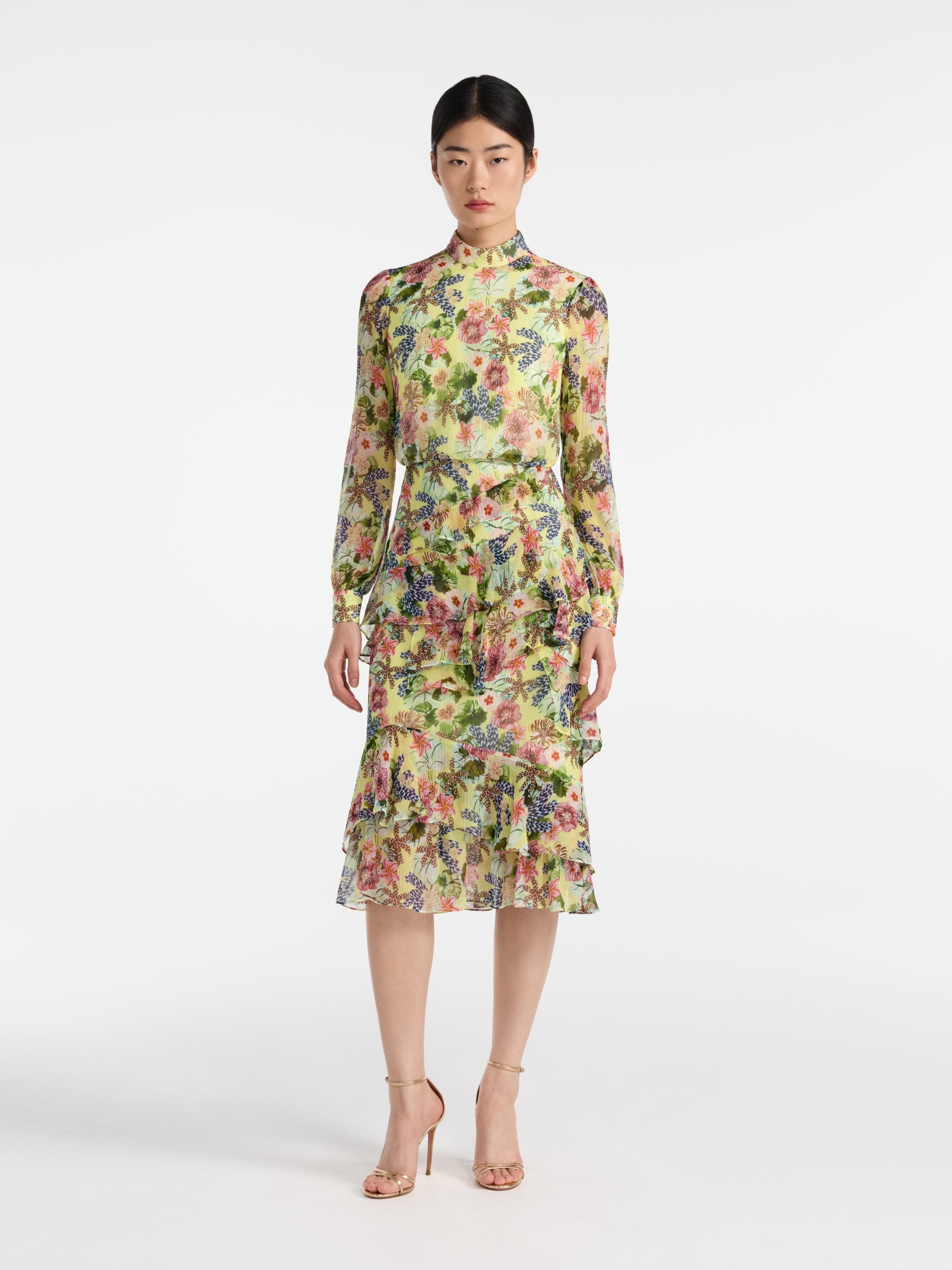 Isa Ruffle Dress in Plumeria Lemon