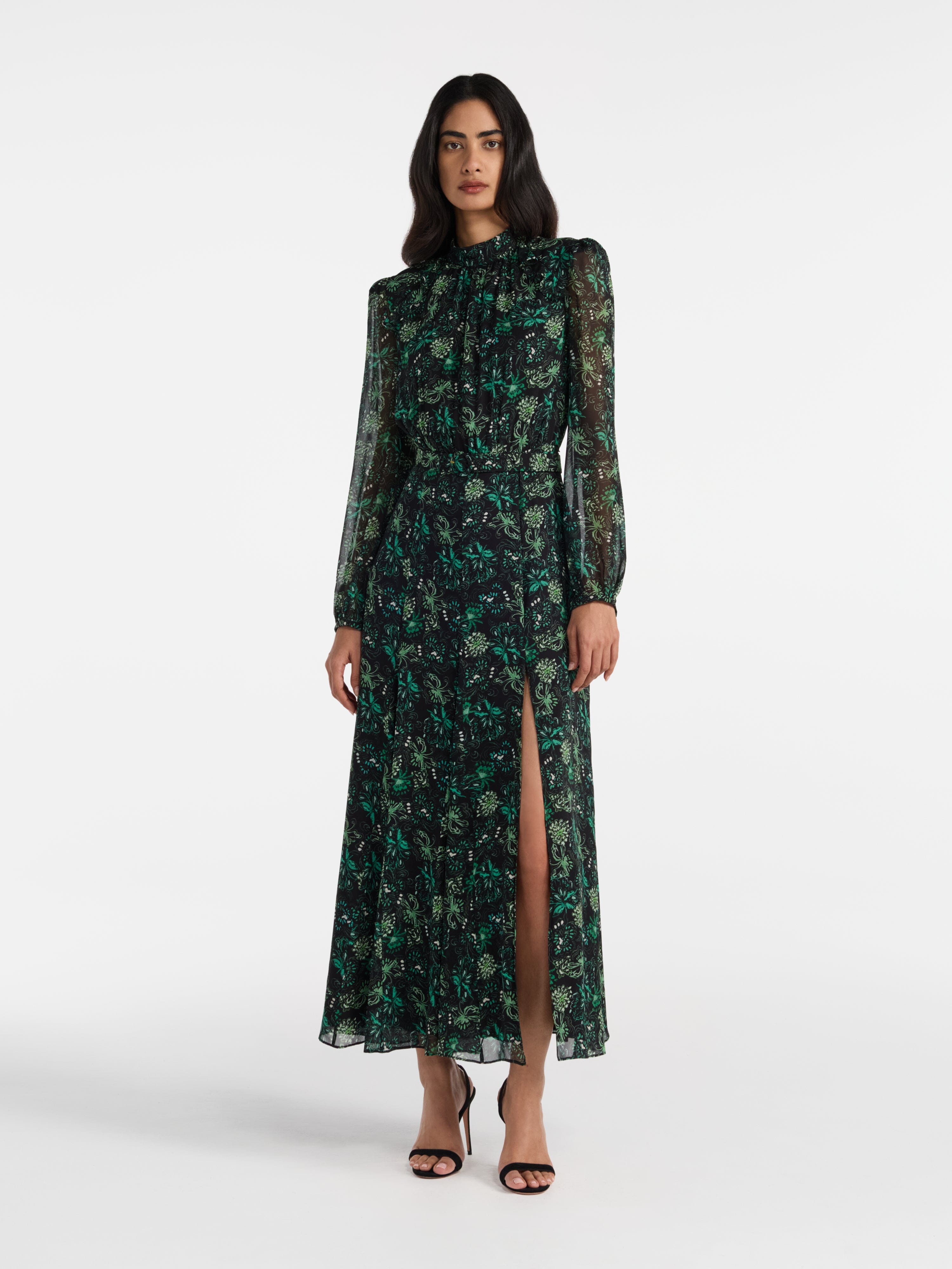 Jacqui B Dress Orchard Evergreen