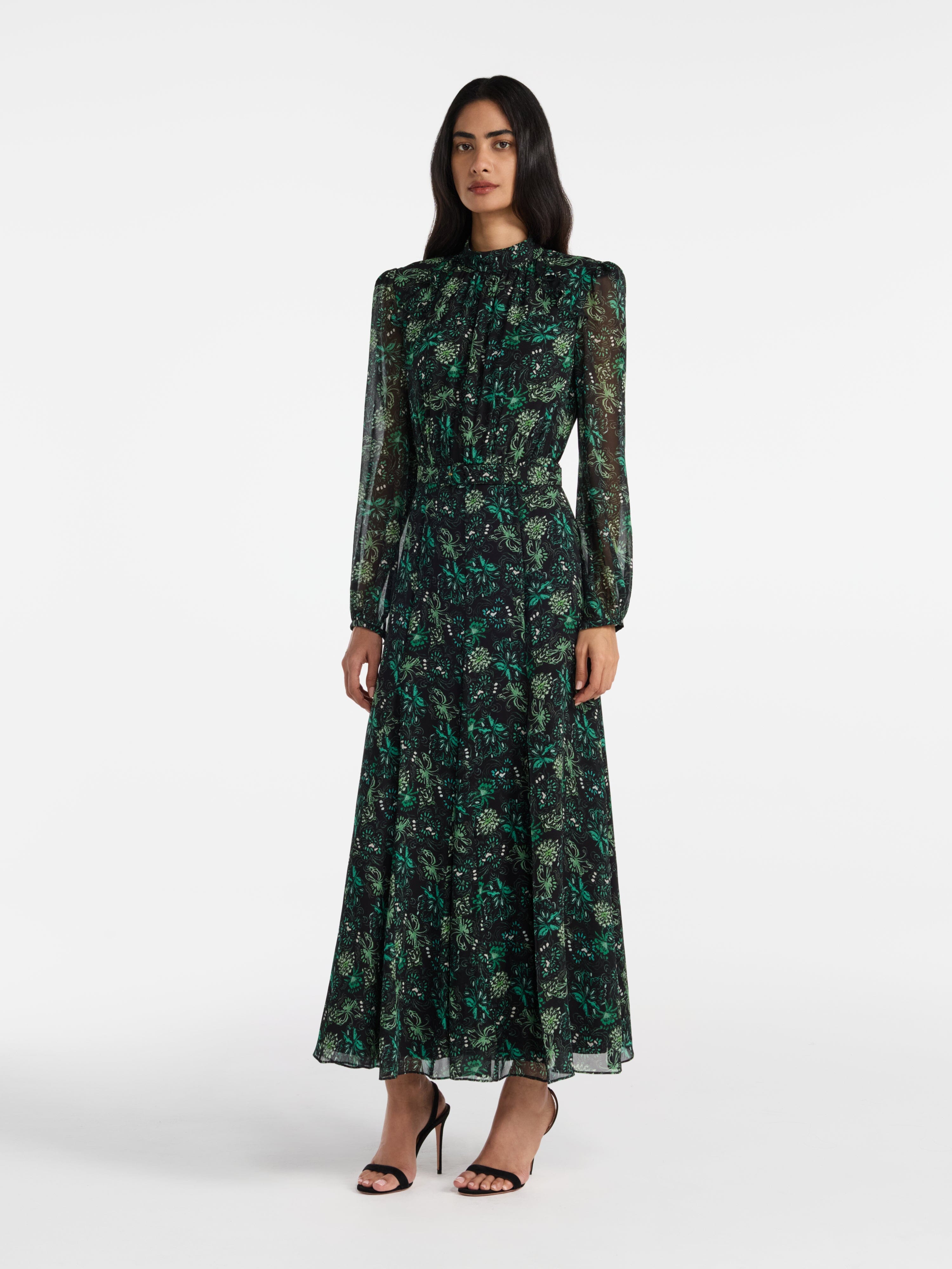Jacqui B Dress Orchard Evergreen