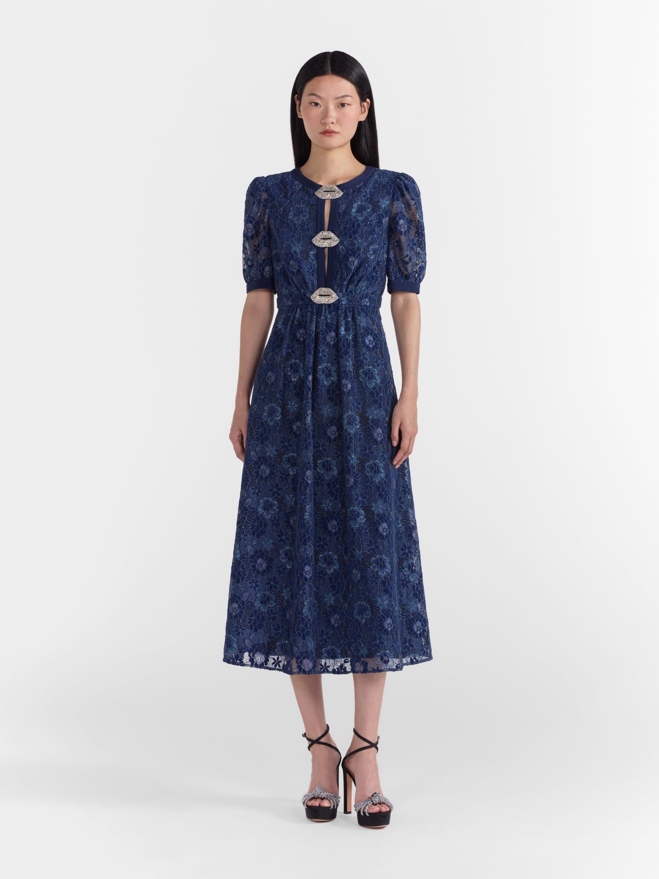 saloni midi dress sale Saloni Neela cutout embroidered linen midi dress - Women - Green Dresses