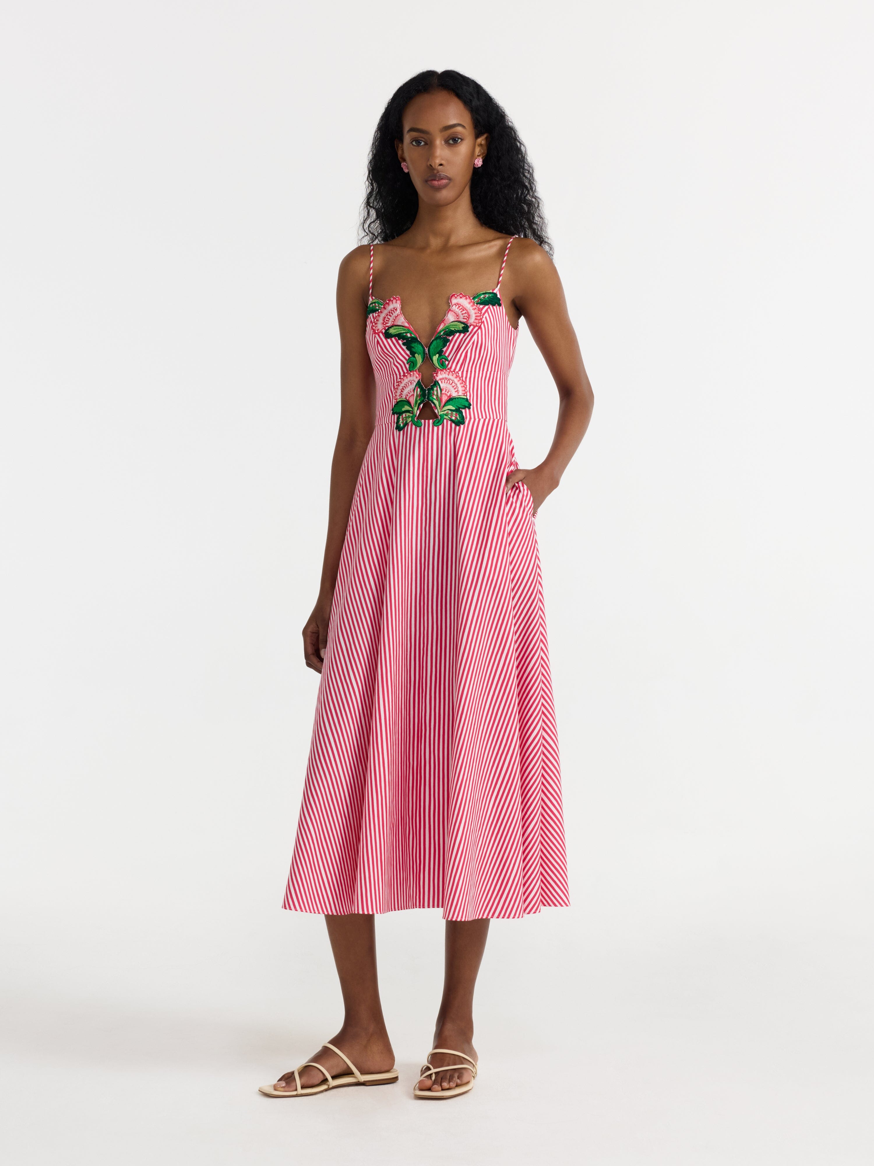 Jana B Dress in Cerise Mini Stripe – SALONI