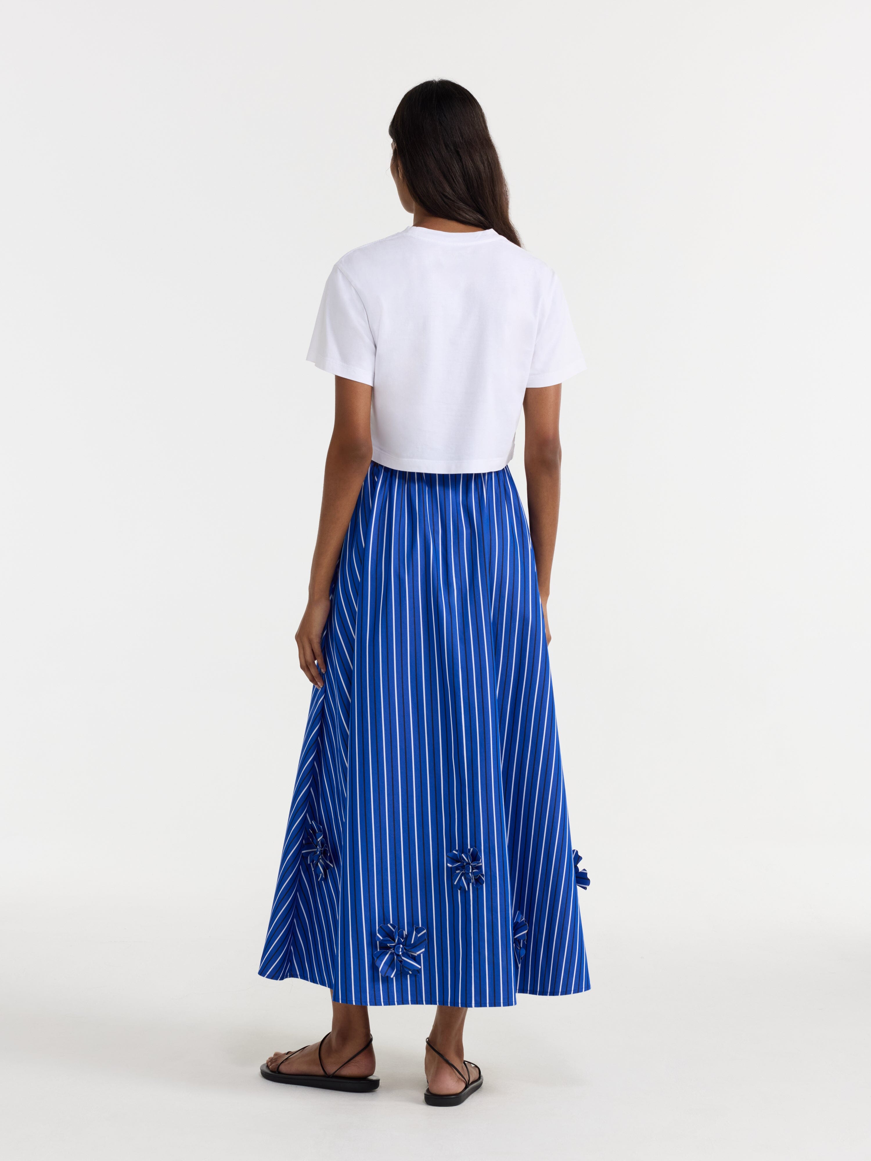 Judi Skirt in Azure Stripe Embroidery – SALONI