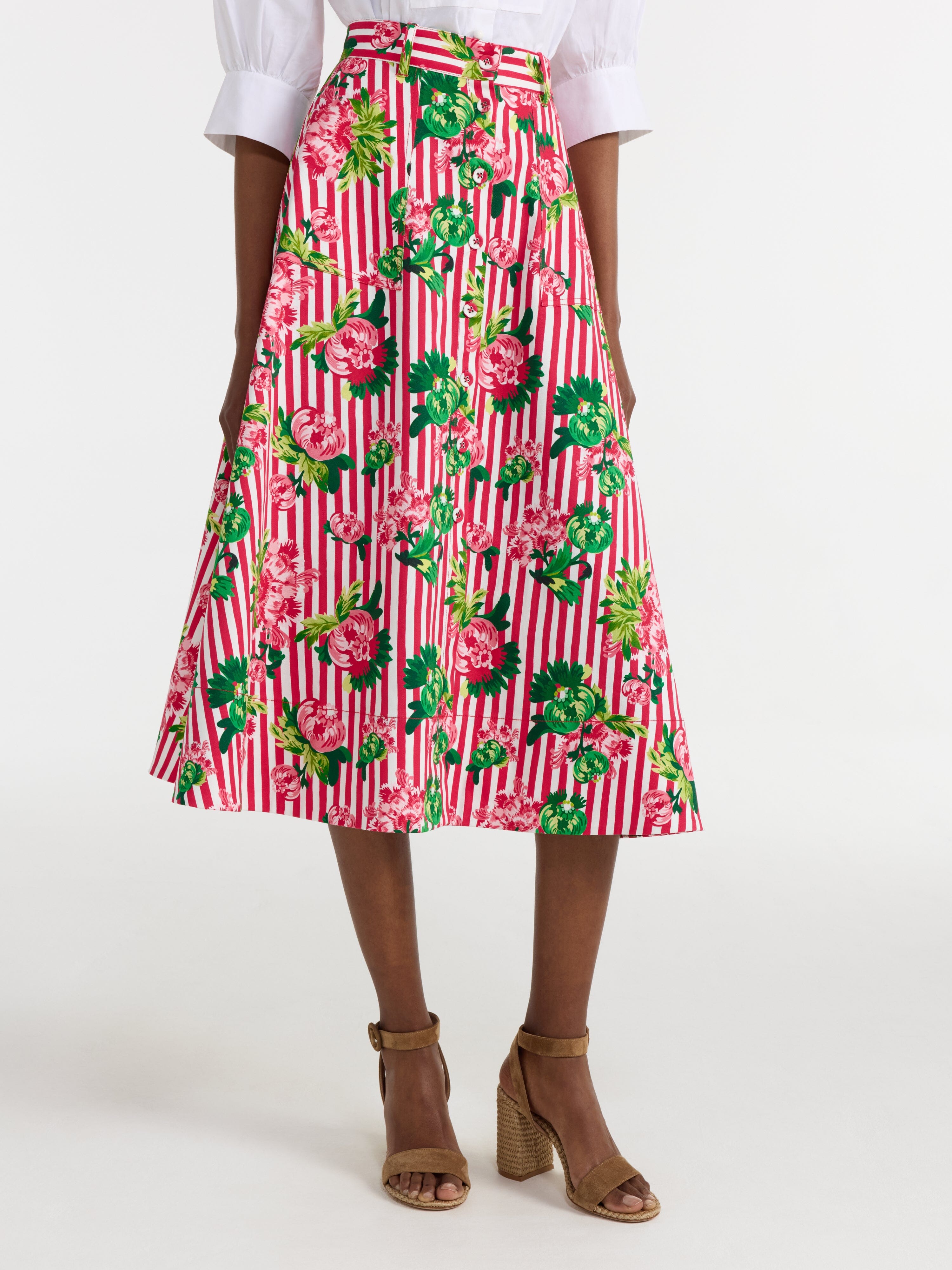 Kali C Skirt in Pivoines Stripe