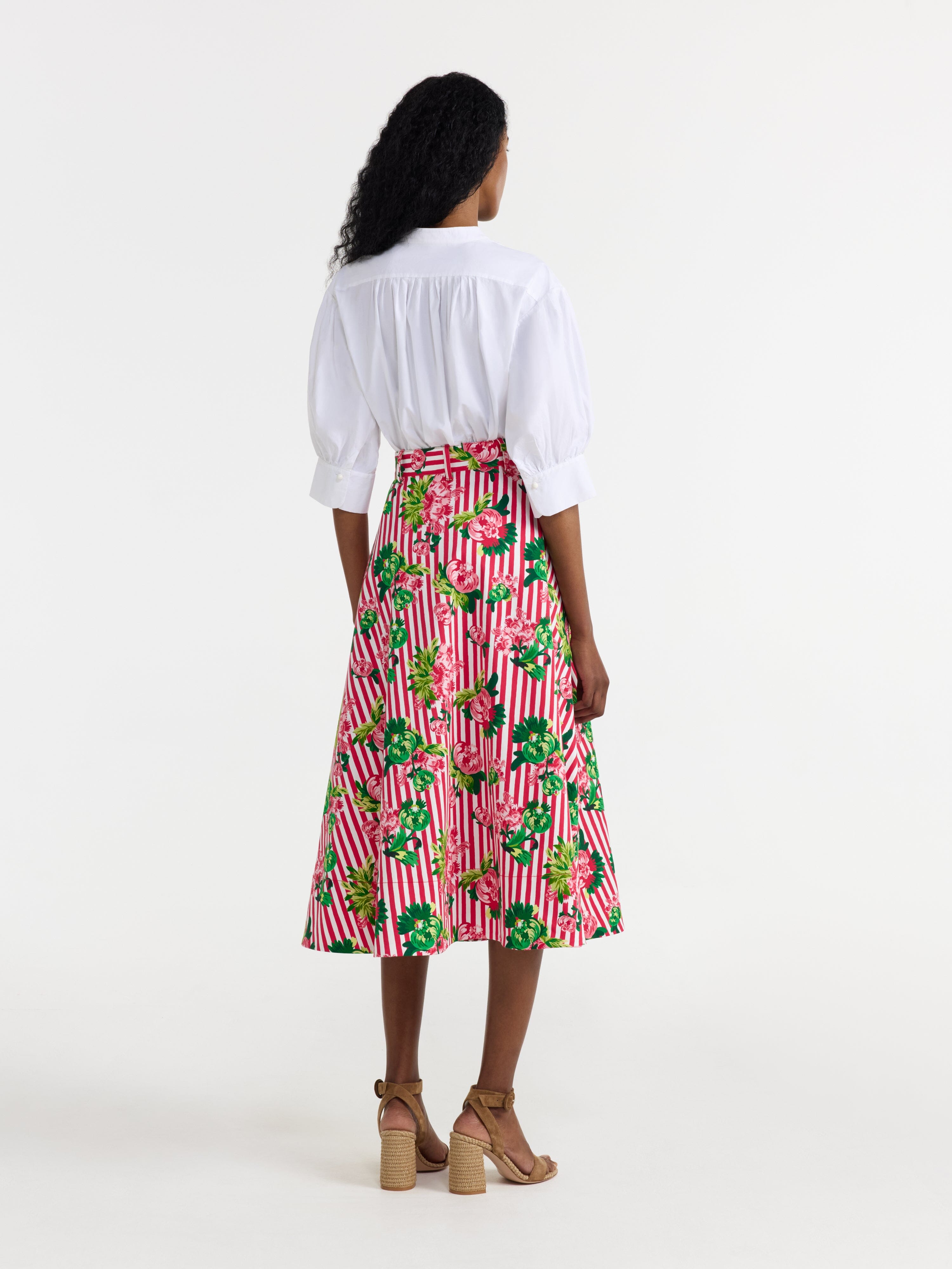 Kali C Skirt in Pivoines Stripe