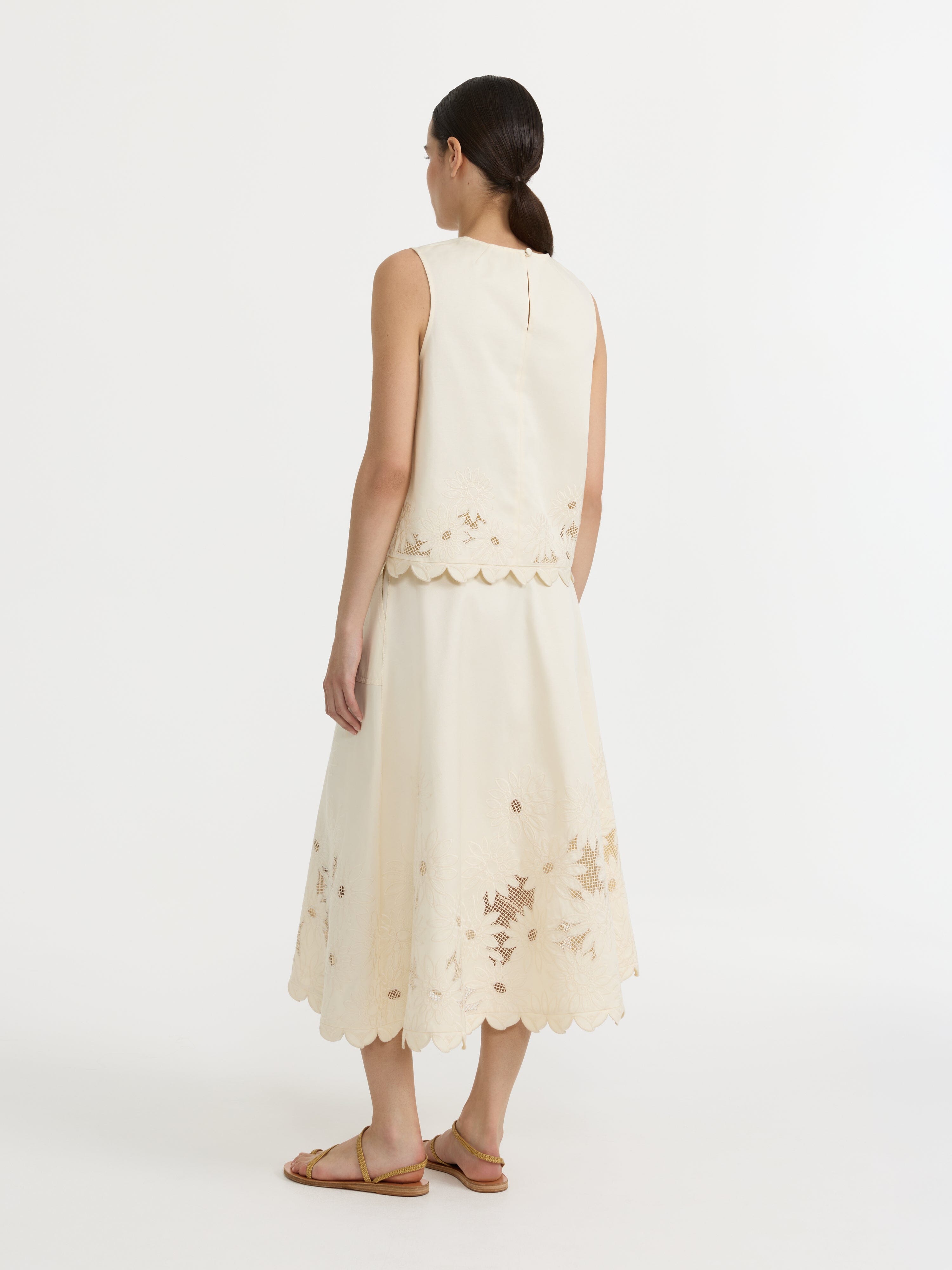 Kali C Skirt in Light Cream Embroidery